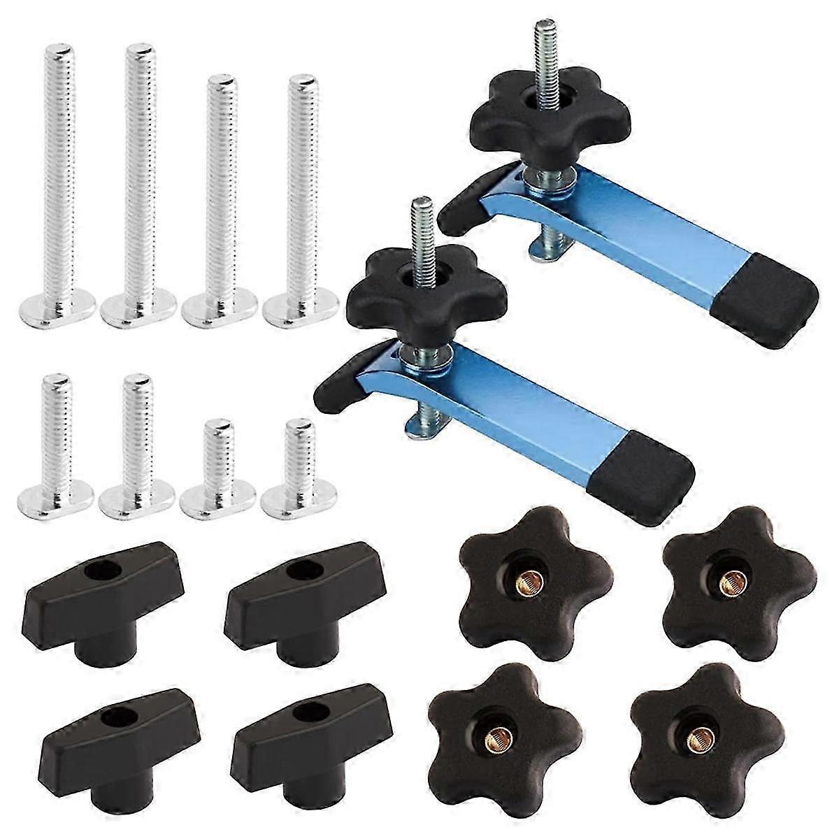 72250 T-Track Hold Down Clamp,5-1/2 Inch X 1-1/8 Inch,2 Pack,and T Track Knob Kit Accessories for W