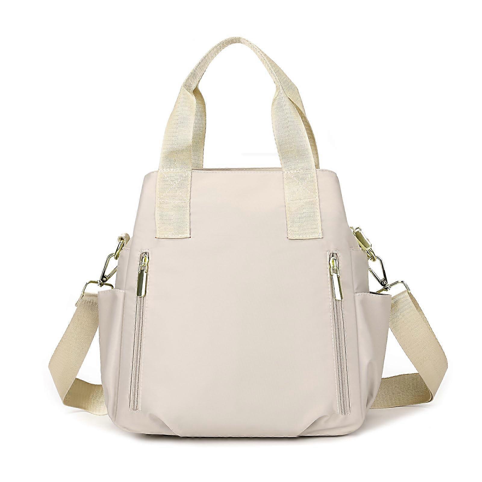Light 3 Compartments Crossbody Bags for Women Triple Zip Top Handle Handbag Multipocket Nylon Satchel