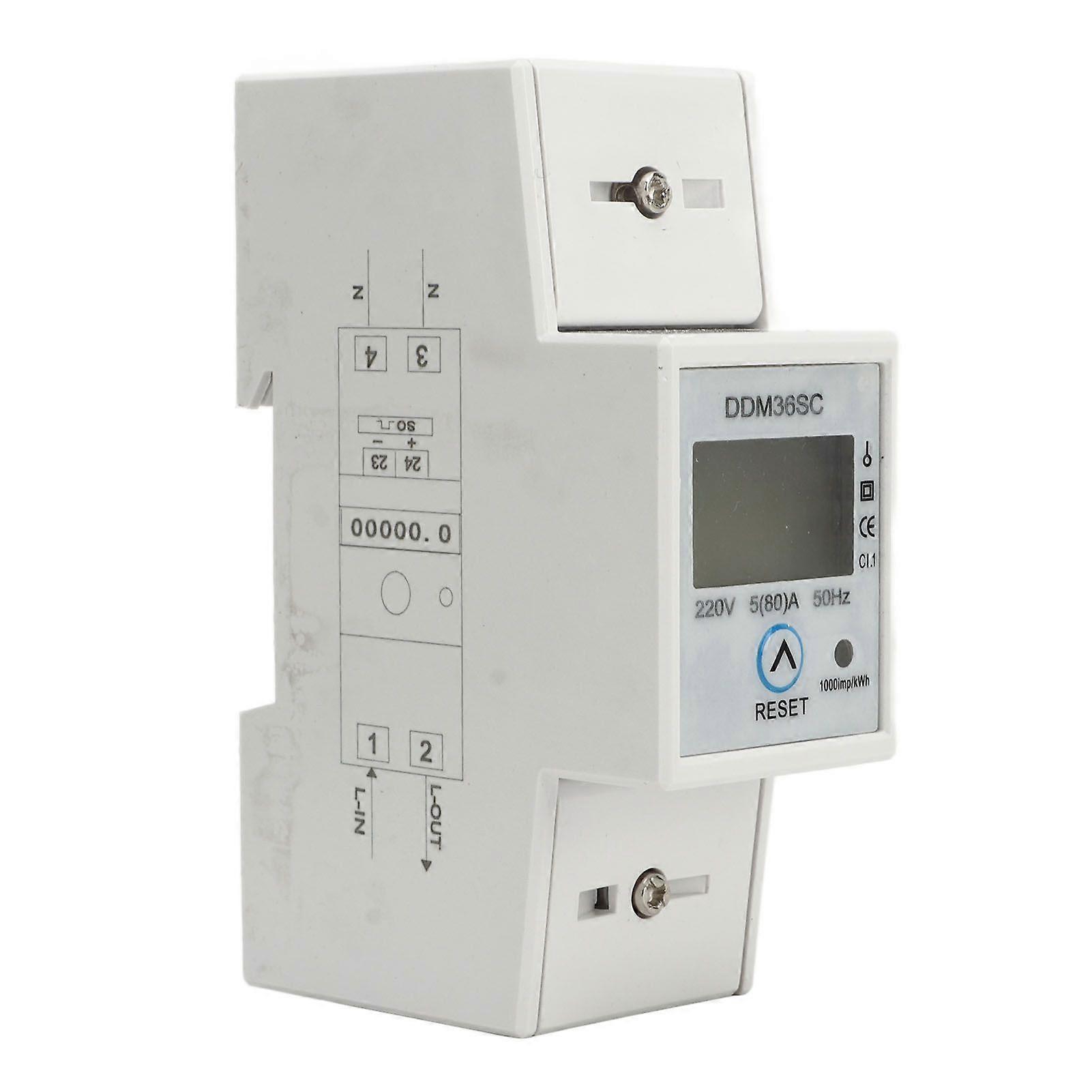 2025 Latest Model  Single Phase Energy Meter LCD Display DIN Rail 2P Total