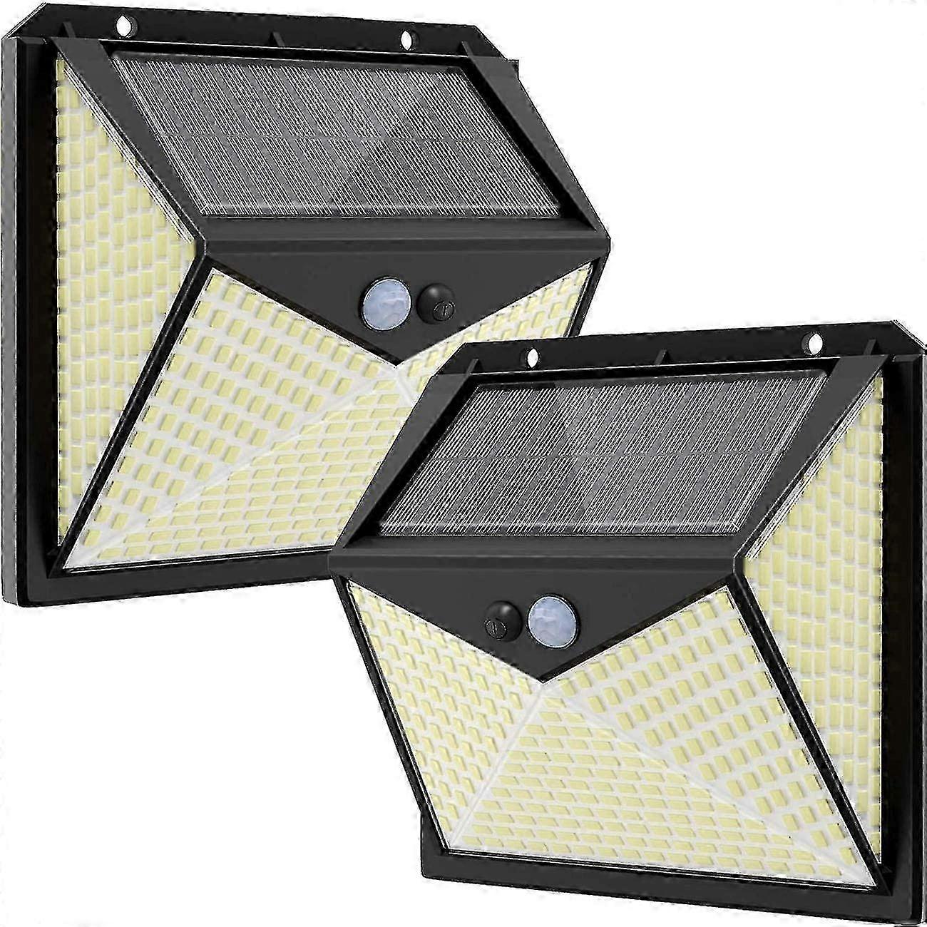 Outdoor Solar Lamp, 2 Pack 350 Led Waterproof Solar Floodlight With Motion Detector Wireless Security Wall Light