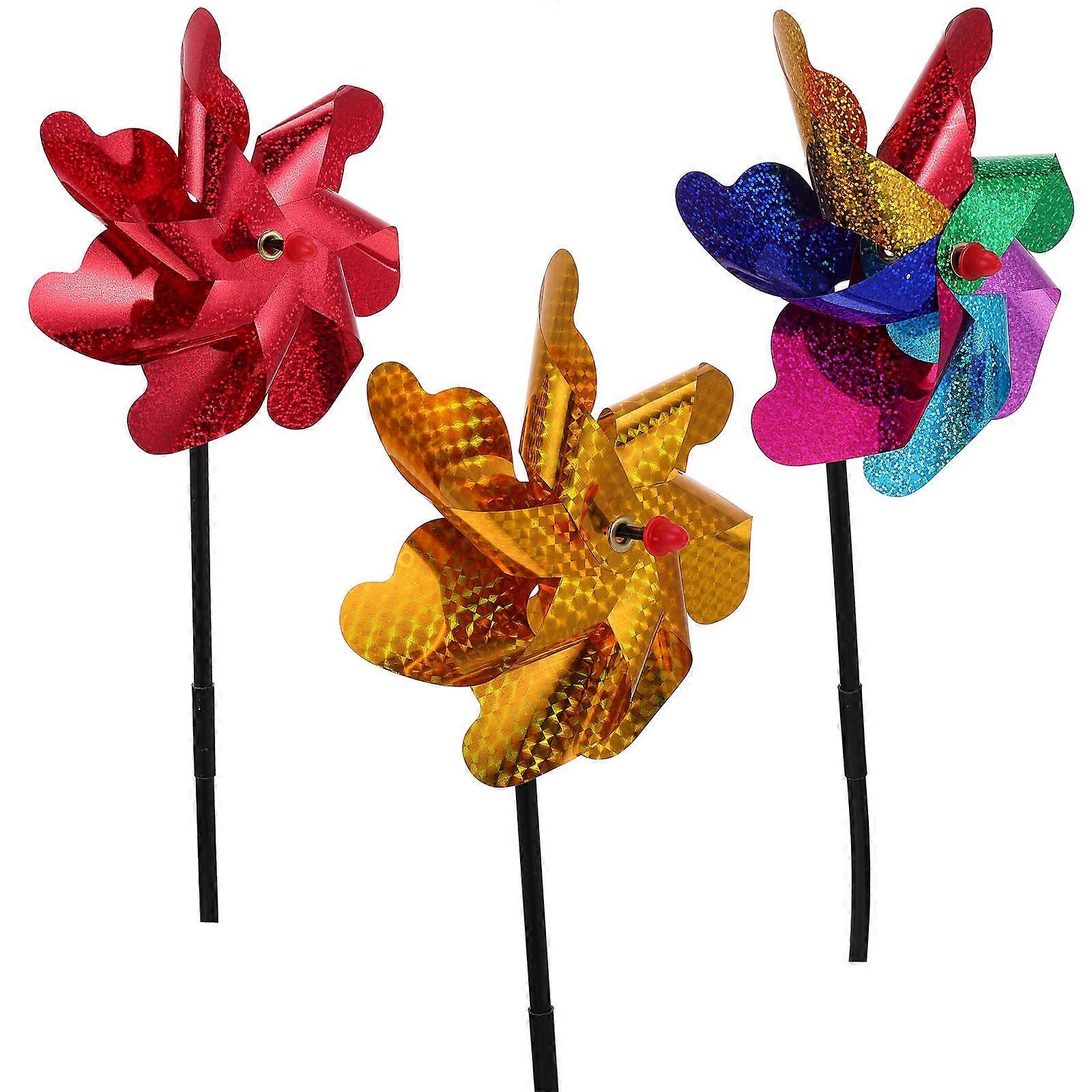Assorted Color PVC Windmill Toys for Outdoor Use Bird Scarer 3 Pcs
