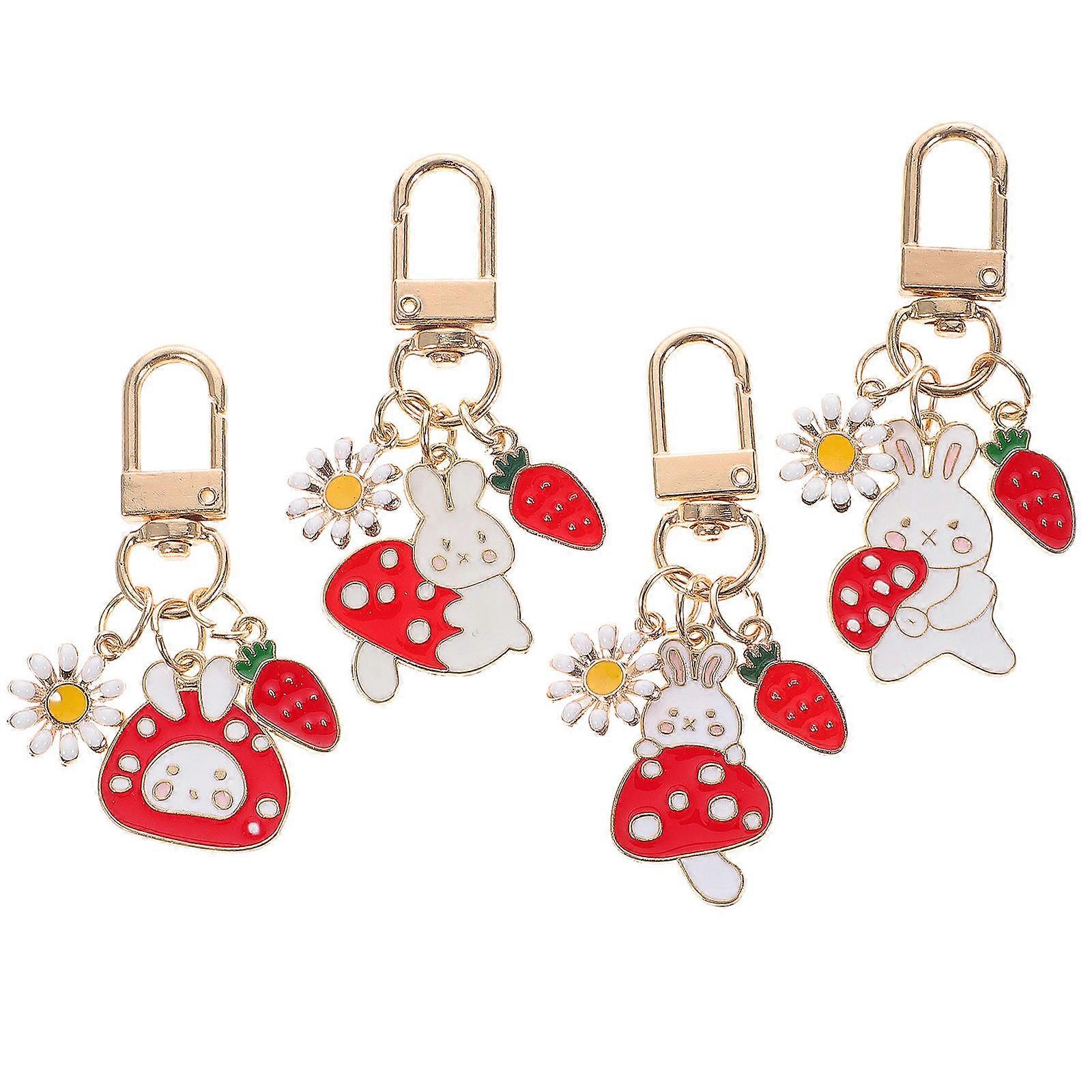 4pcs Bunny Keychain Lovely Keychain Backpacks Purse Charms Hanging Ornament
