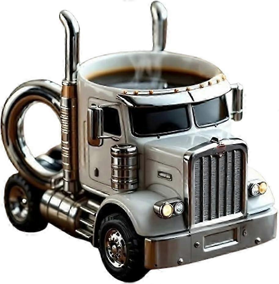 كوب قهوة شاحنة مصنوع يدويا ، فنجان قهوة سيراميك على شكل نصف مقطورة 11 أونصة ، هدية فريدة لمحبي القهوة والشاحنات ، هدايا سائق الشاحنة لسائقي الشاحنات