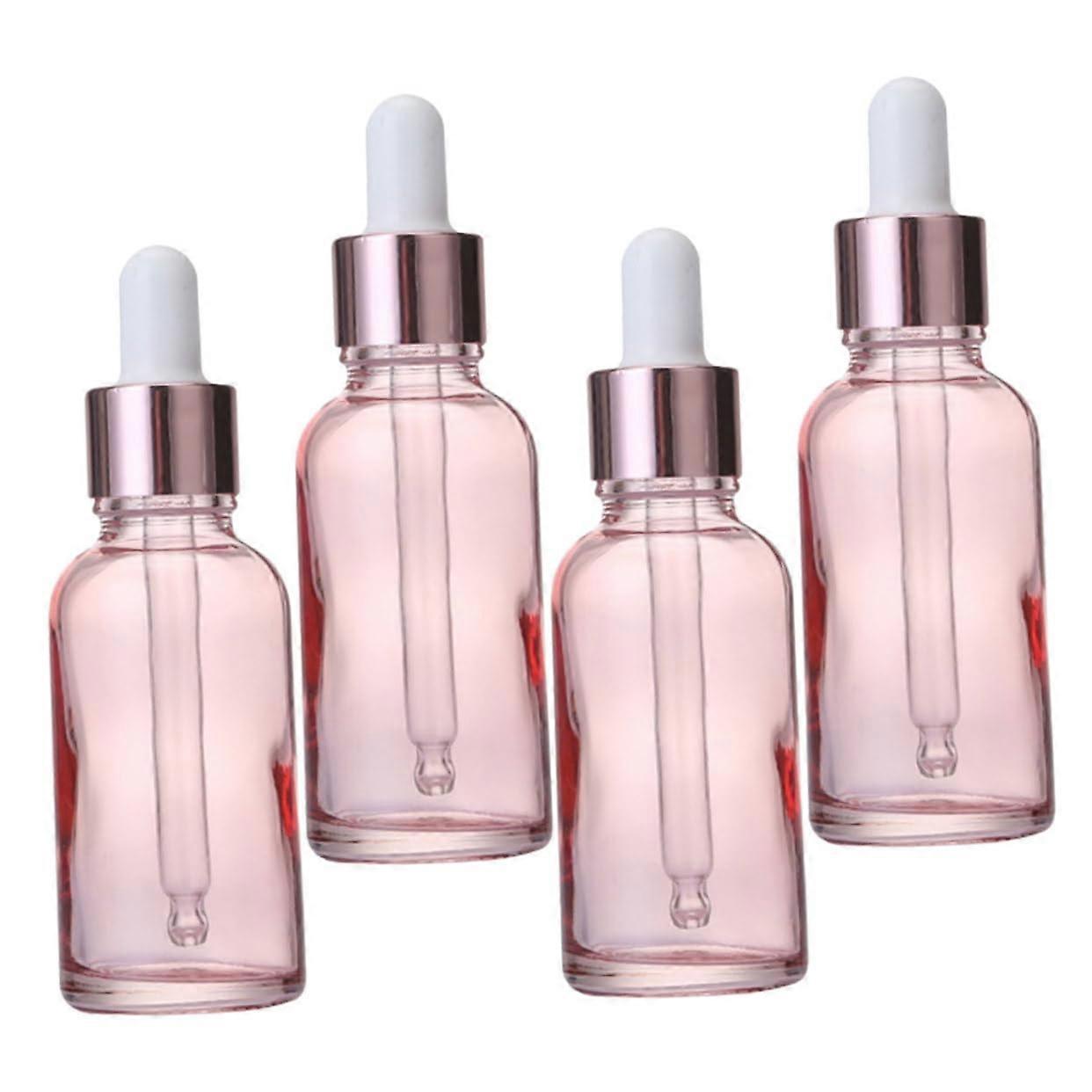 Essential Oil Clear Dropper Bottles Pack Of 4, Mini Glass Dropper Bottles With Drippers, Pink