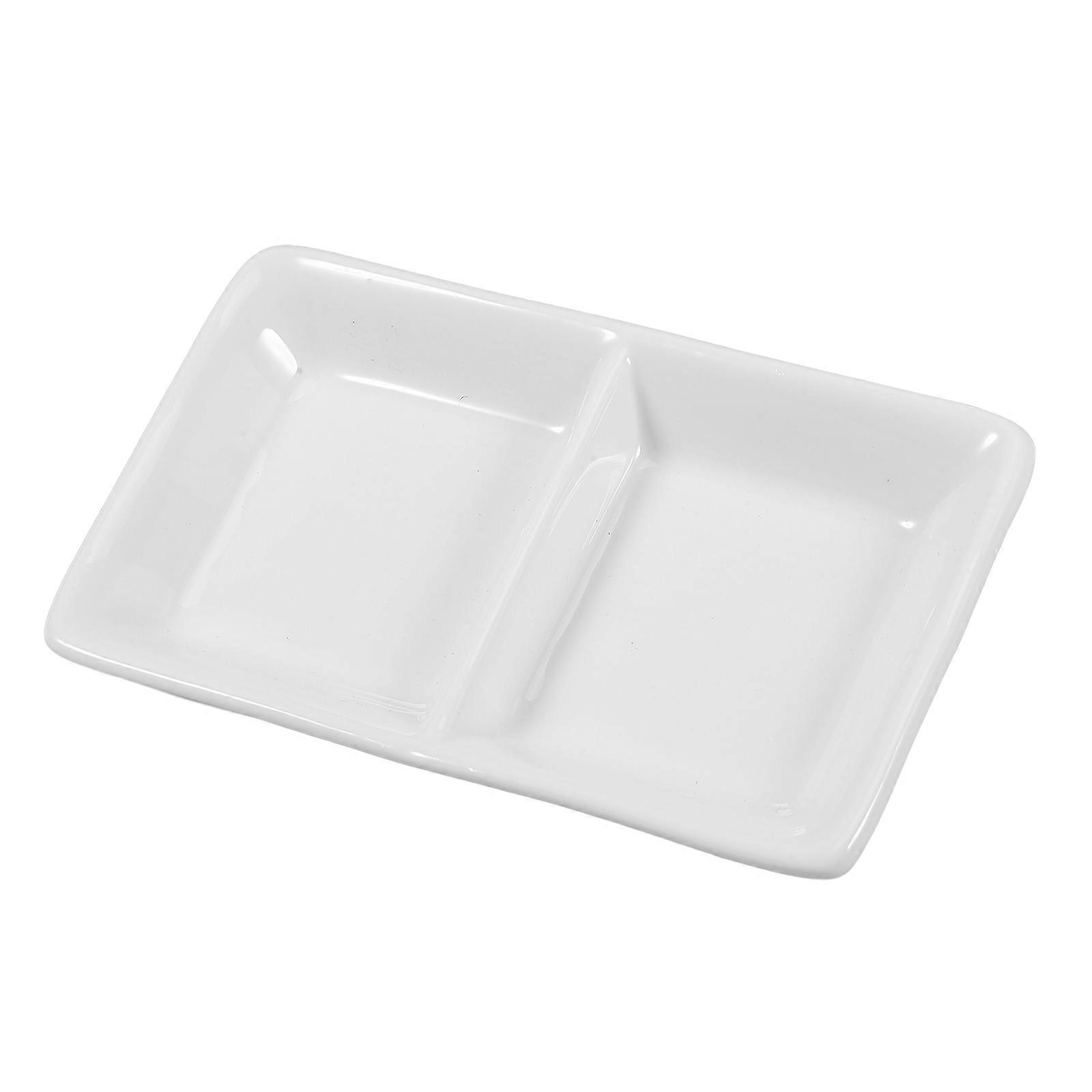 Divided Ceramic Plate, Functional for Sauces and Multi-purpose Table Settings