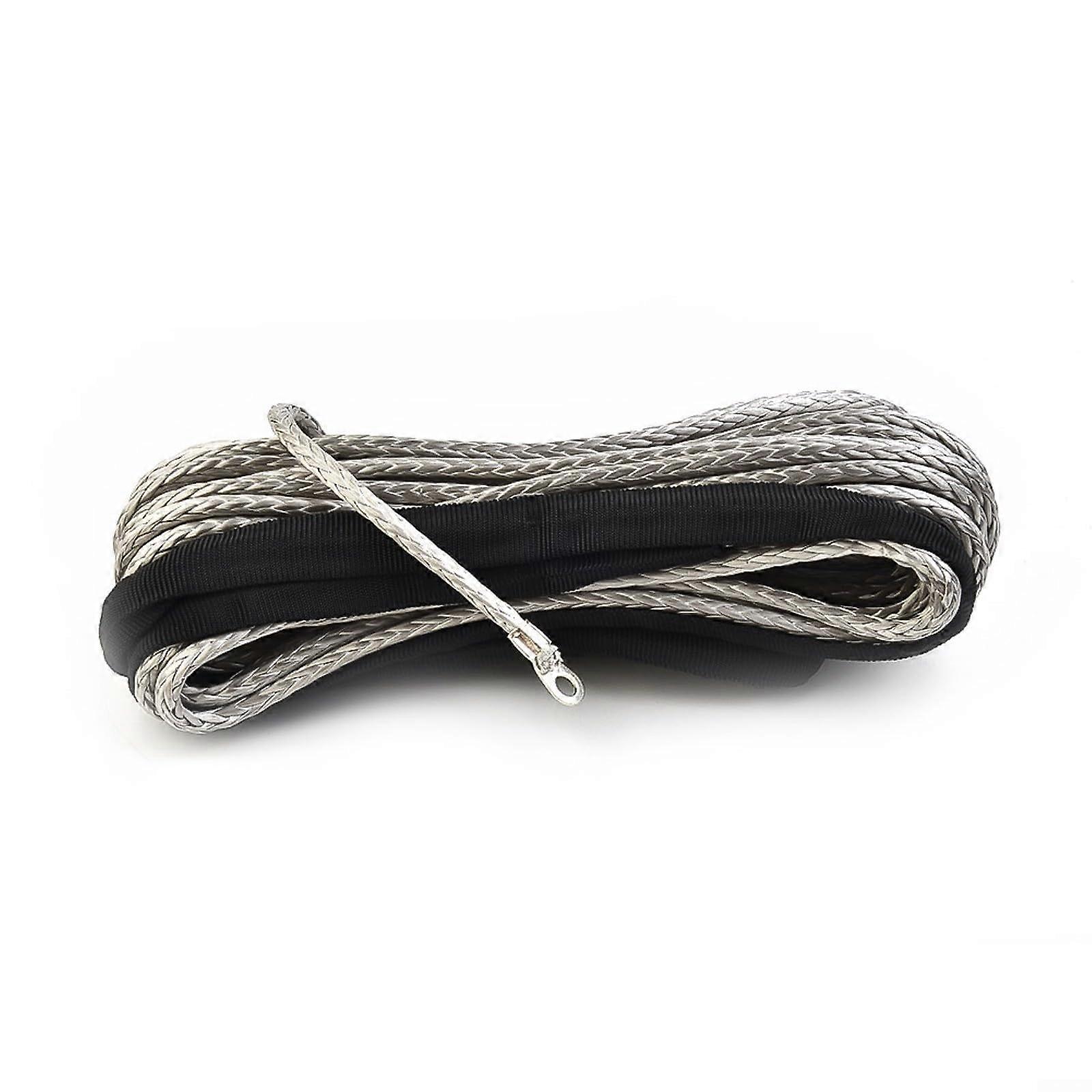 Synthetic Winch Rope 15 m x 5 mm, 7700 lbs Pull Rope with Protective Cover for ATV UTV, HighStrength Tow Rope, Grey, No Rust, Ref: 2475