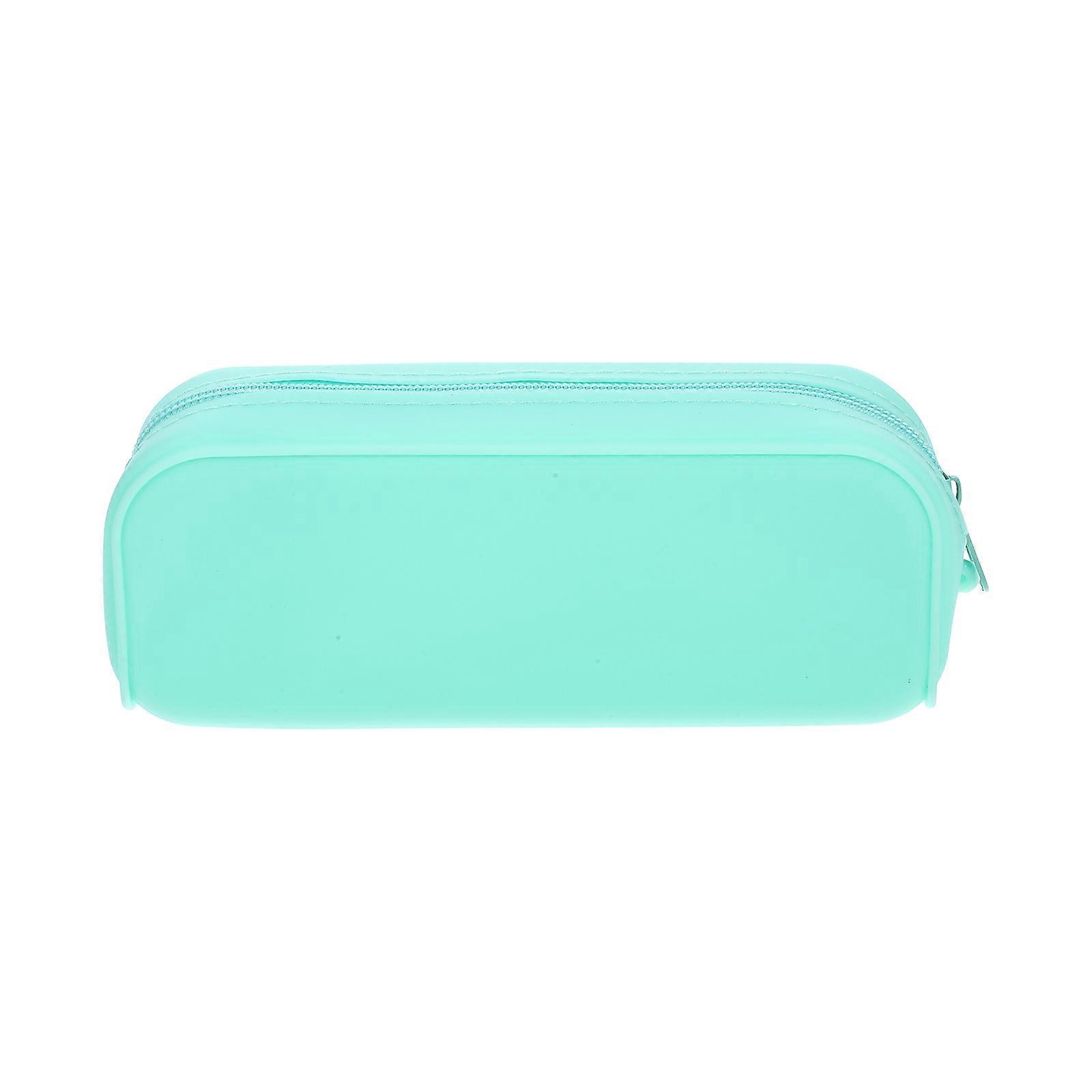 Pencil Bags With Zipper Silicone Pencil Pouch Large Capacity Organizer For Stationery Minimalist Design Green 7.07X2.75X2.55IN Travel Bag 1Pcs
