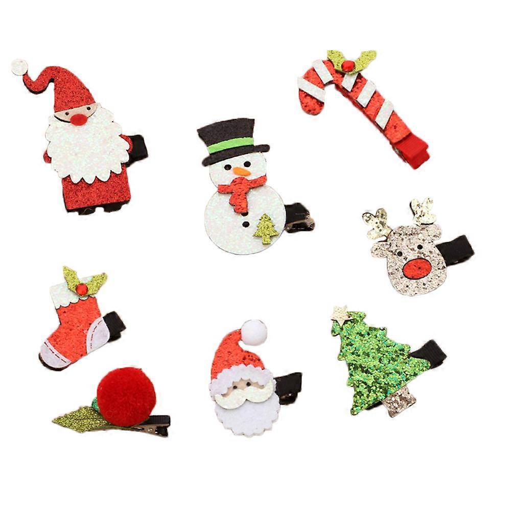 Christmas Hair Clips Lint Material Party Costume Accessory 6x4x1cm 8Pcs