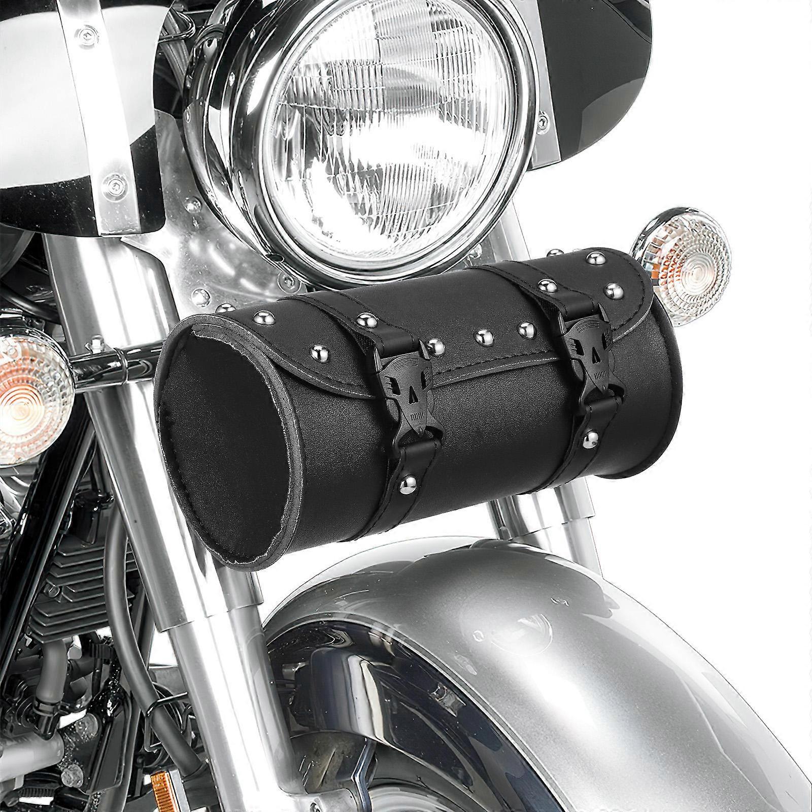 Durable Synthetic Motorcycle Saddlebag with Mounting Straps for Convenient Storage – Black