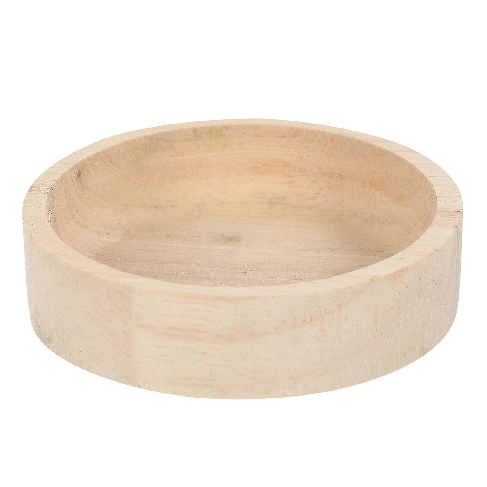 Kleine Tierfutterschale Hamster Futterbehälter Holz Beige 8,00 x 8,00 x 2,00 cm Fütterung 1Pack