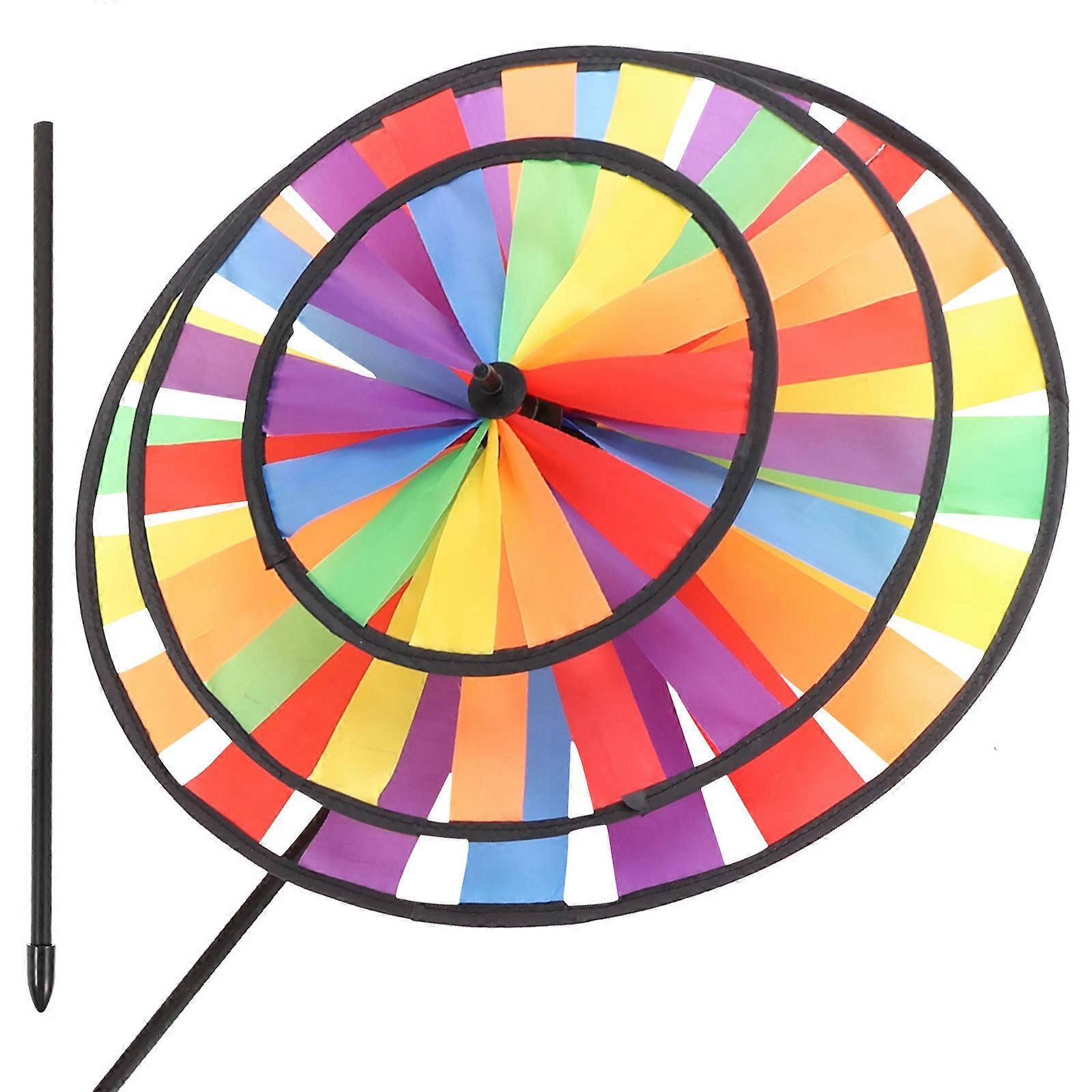 Garden Pinwheel Wind Spinner Large Cloth Colorful Rainbow For Outdoor Use 1Set