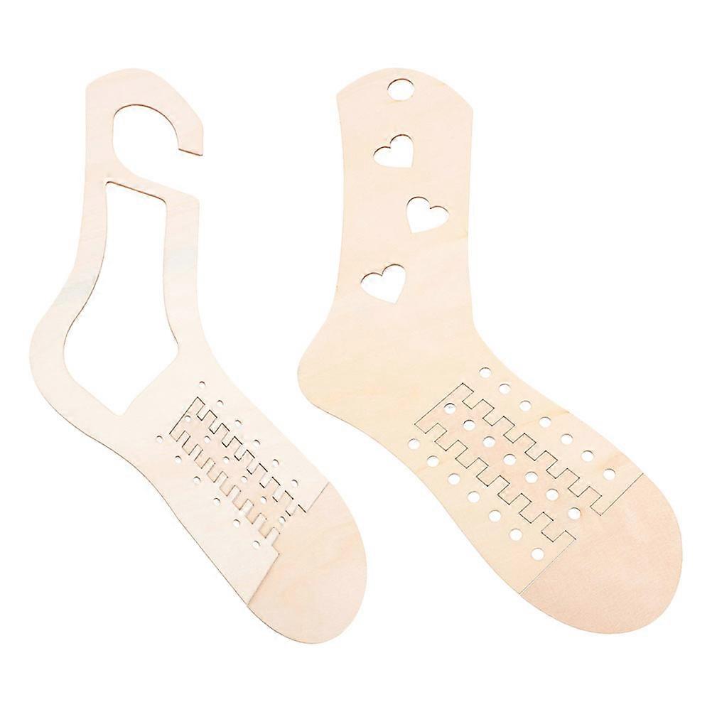 Knitting Kit Wood Sock Blockers Christmas Socks Model Hollow-Out Design 2Pack