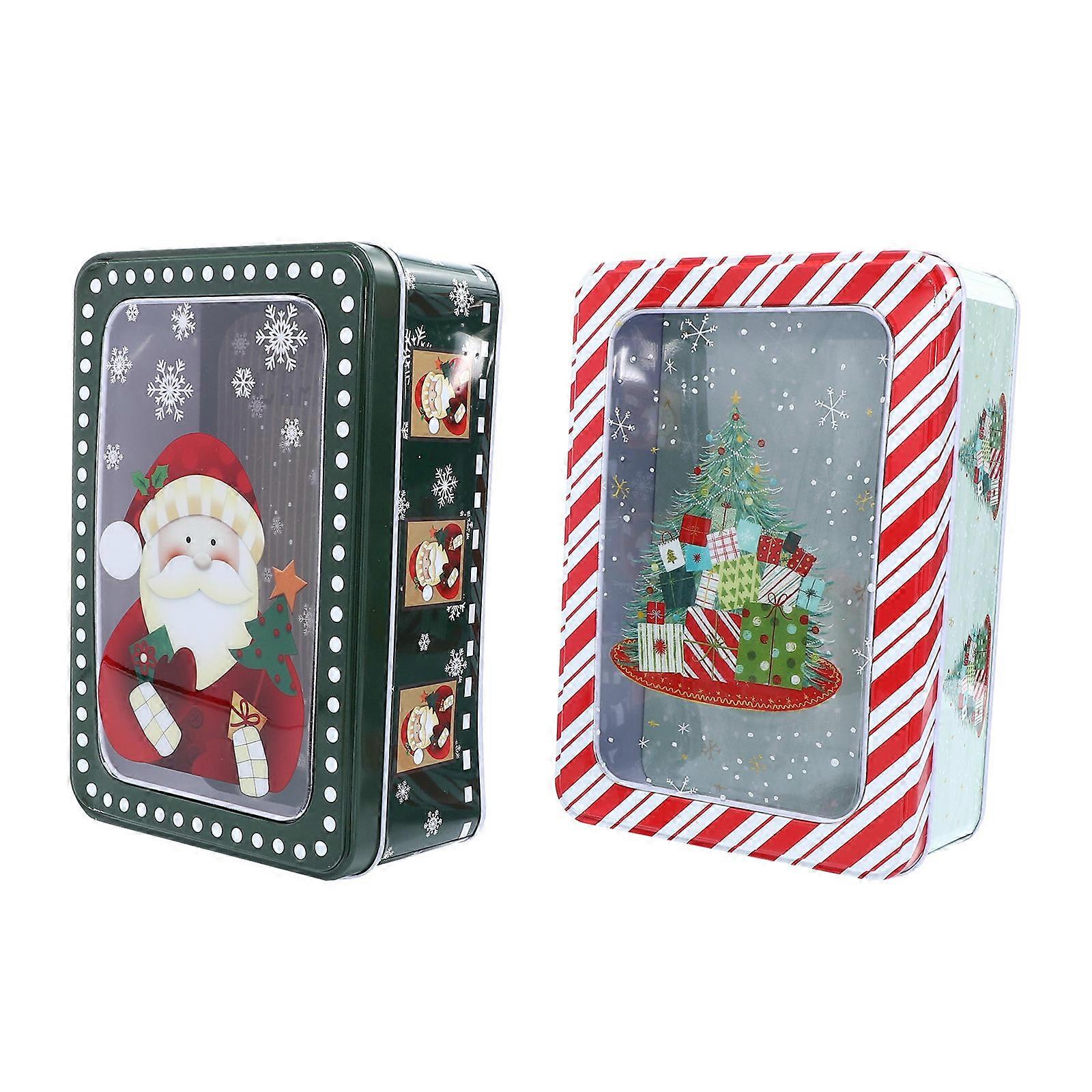 Christmas Tinplate Candy Boxes with Festive Pattern – Bright Colored Gift Storage Containers for Holiday Treats, Cookies and Decorations