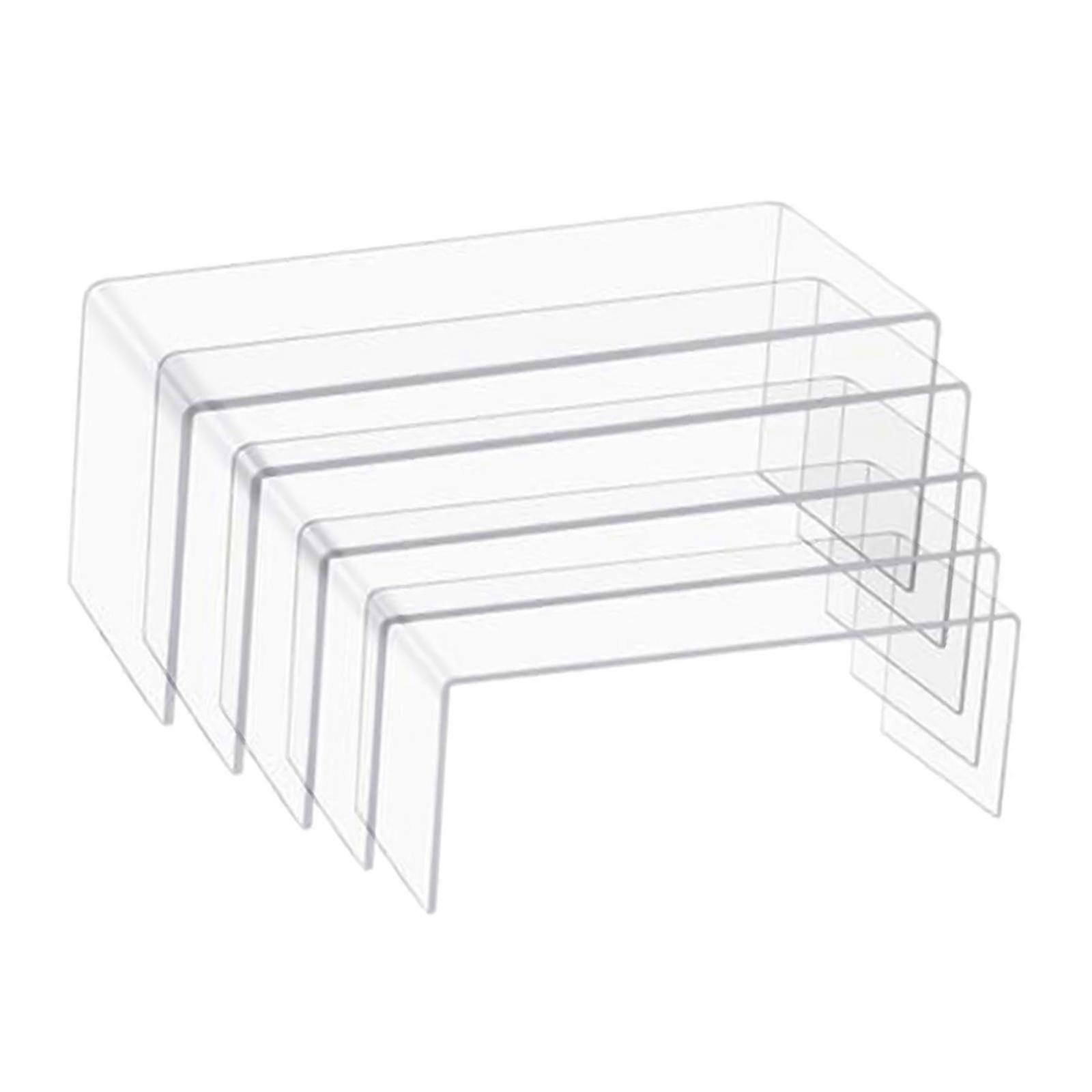 Acrylic Display Risers Clear Stand Set of 5 Medium Low Profile Rectangle 4mm