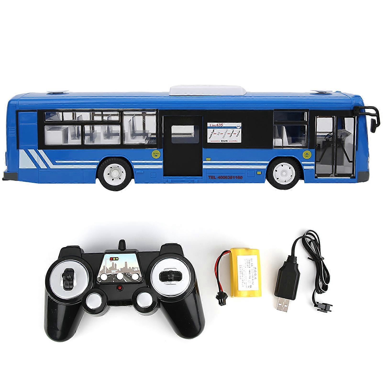 Blue 2.4GHz Electric Remote Control Bus with Sound and Light Simulation 1:20 Scale RC Car Model Toy Blue