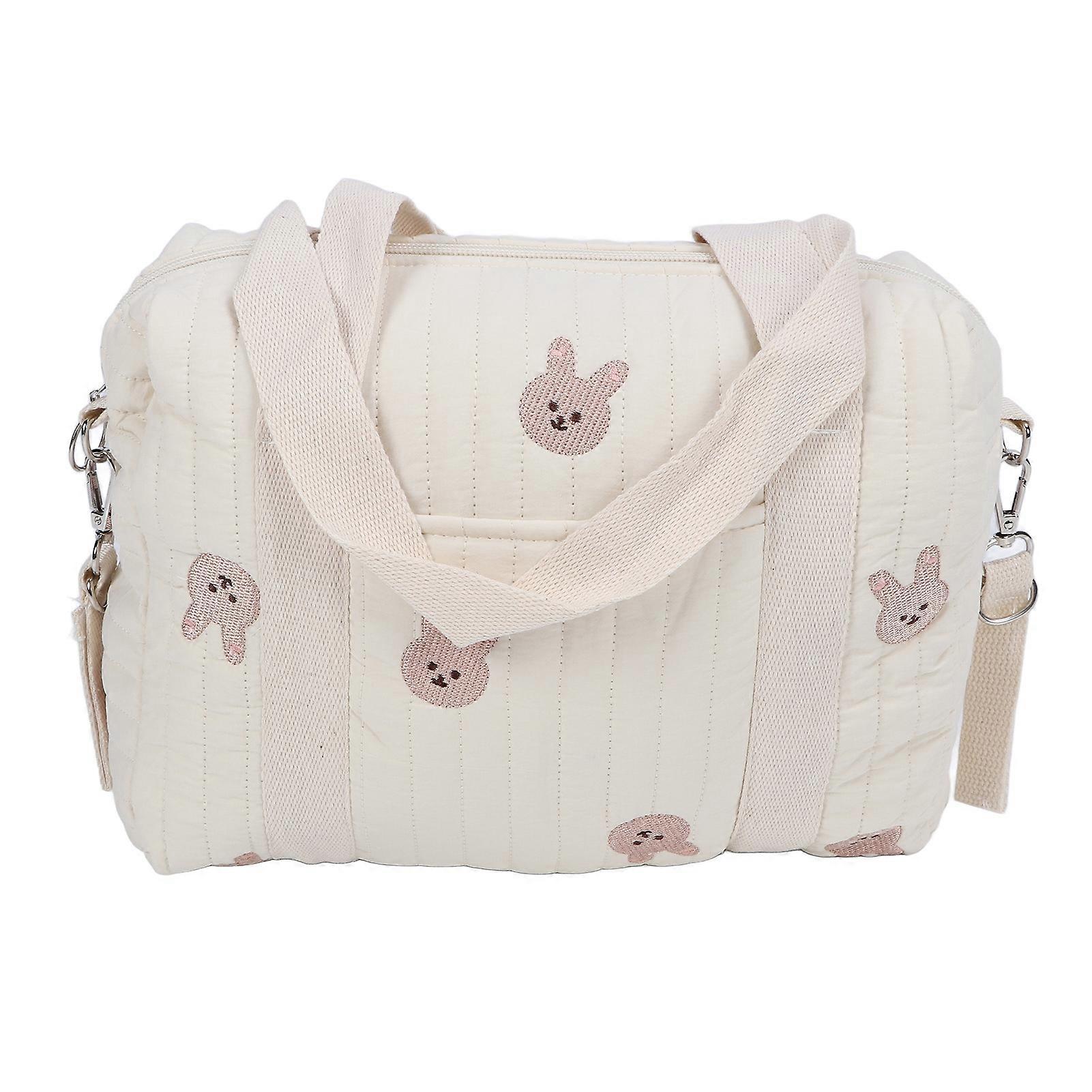 Sac de rangement multifonctionnel pour poussette de bébé, sac à main réutilisable avec broderie et fermeture éclair, sac à langer, sac lapin