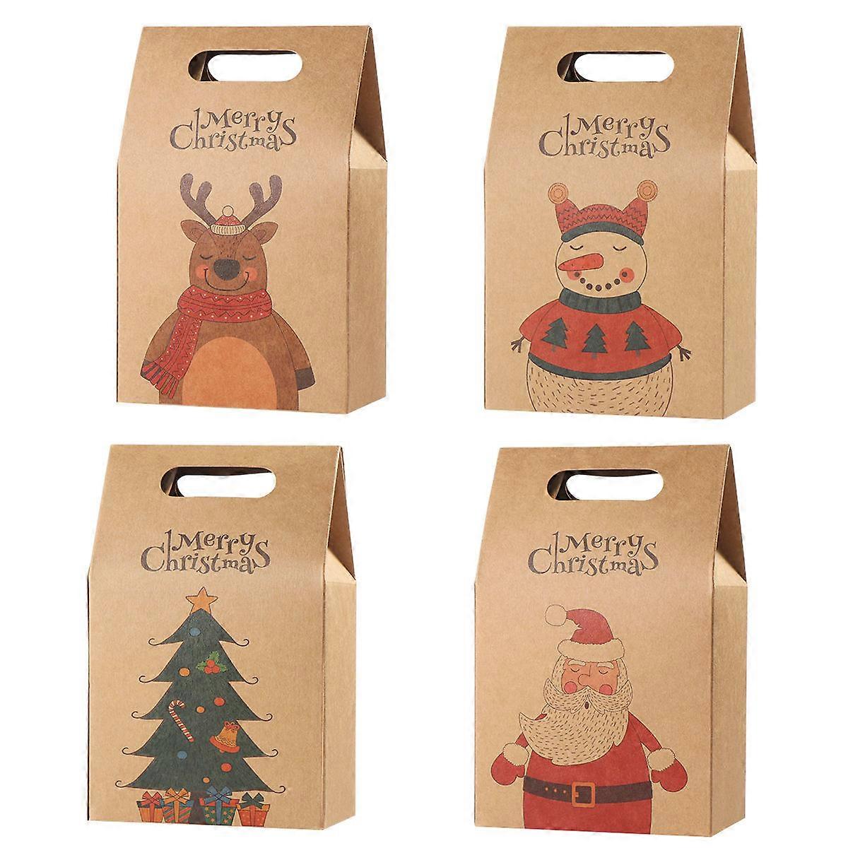 Christmas Cookies Boxes Hemoton Treat Bags Material Storage 4.3X2.8X7.1in 16Pcs