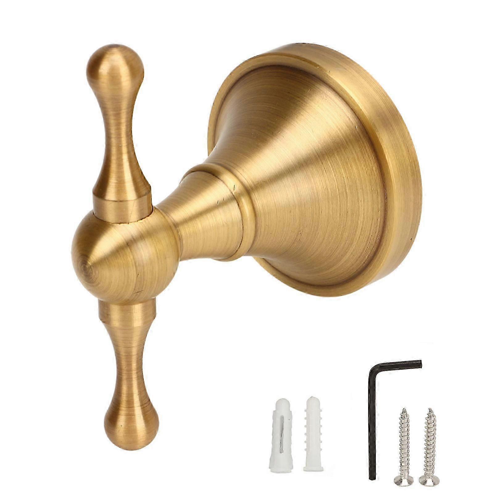 2025 Latest Model Wall Mounted Towel Hooks Double Prongs Copper Durable Rustproof Modern E