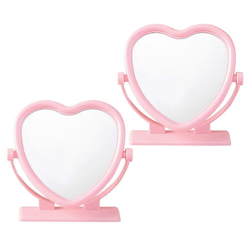 Cosmetic Shaped Double-Sided Makeup Mirror with Stand Portable Vanity Mirror for Desk Countertop Bedroom 2Pcs