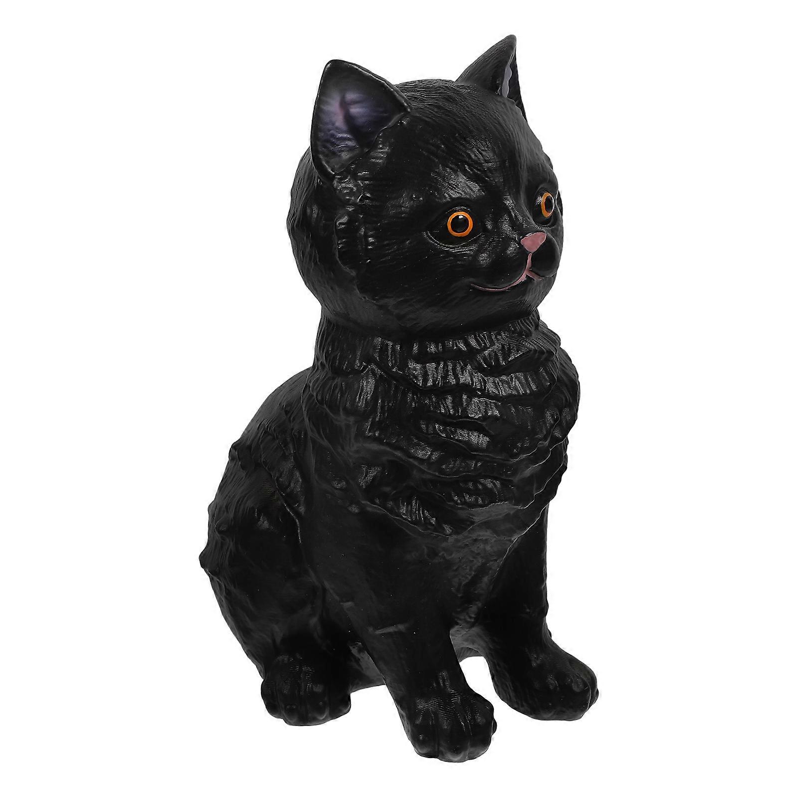 Decorative Statue Small Cat Figurine Table Decoration Realistic Fake Plastic Cat Statue Home Desk 1Pcs