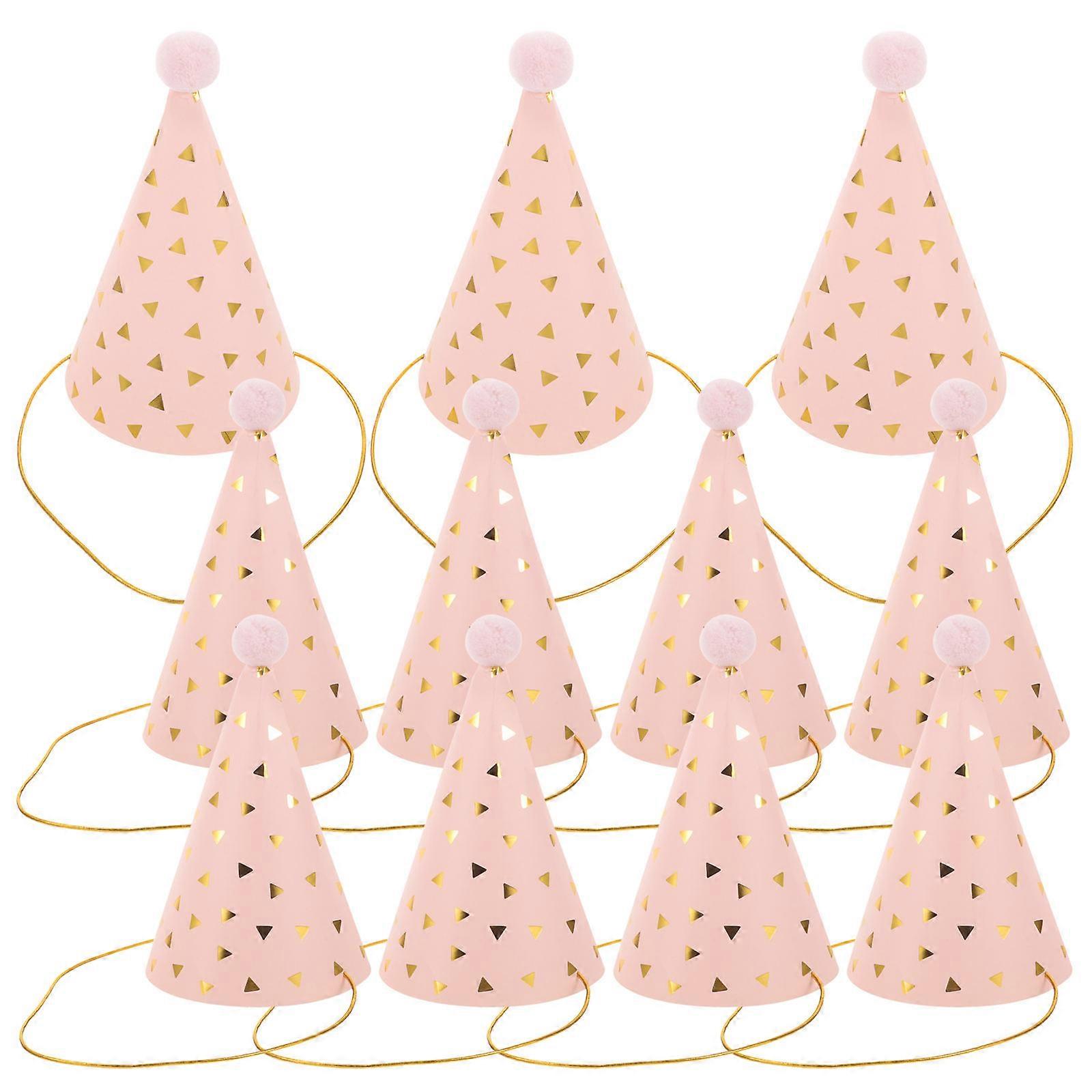 10pcs Birthday Cone Hats with Pompom Design for Adults – Festive Party Decorations for Memorable Celebrations
