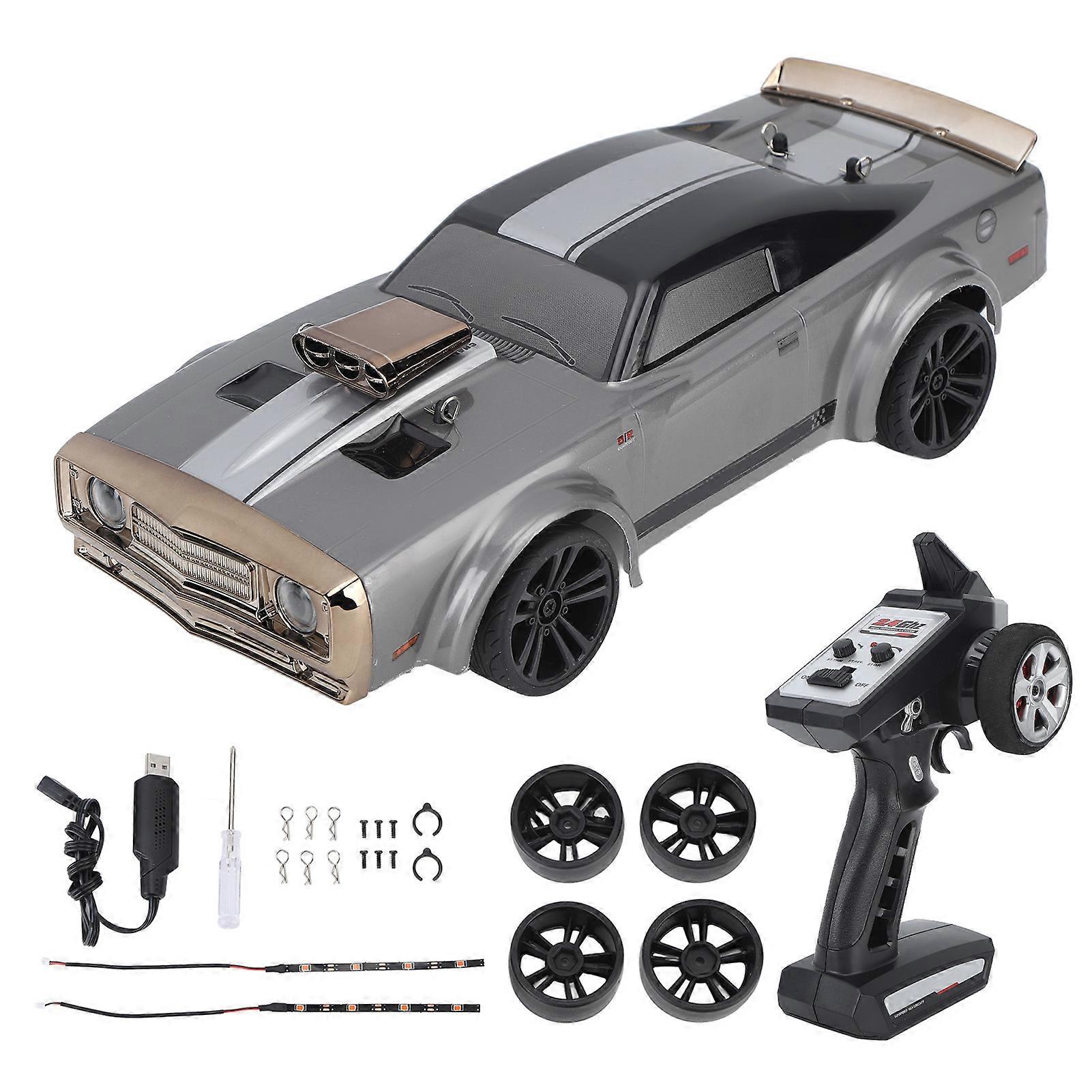 2.4Ghz Remote Control Car Durable 1: 16 High Speed Drift Vehicle Battery Powered Racing RC Car for Home Playground Yard Grey