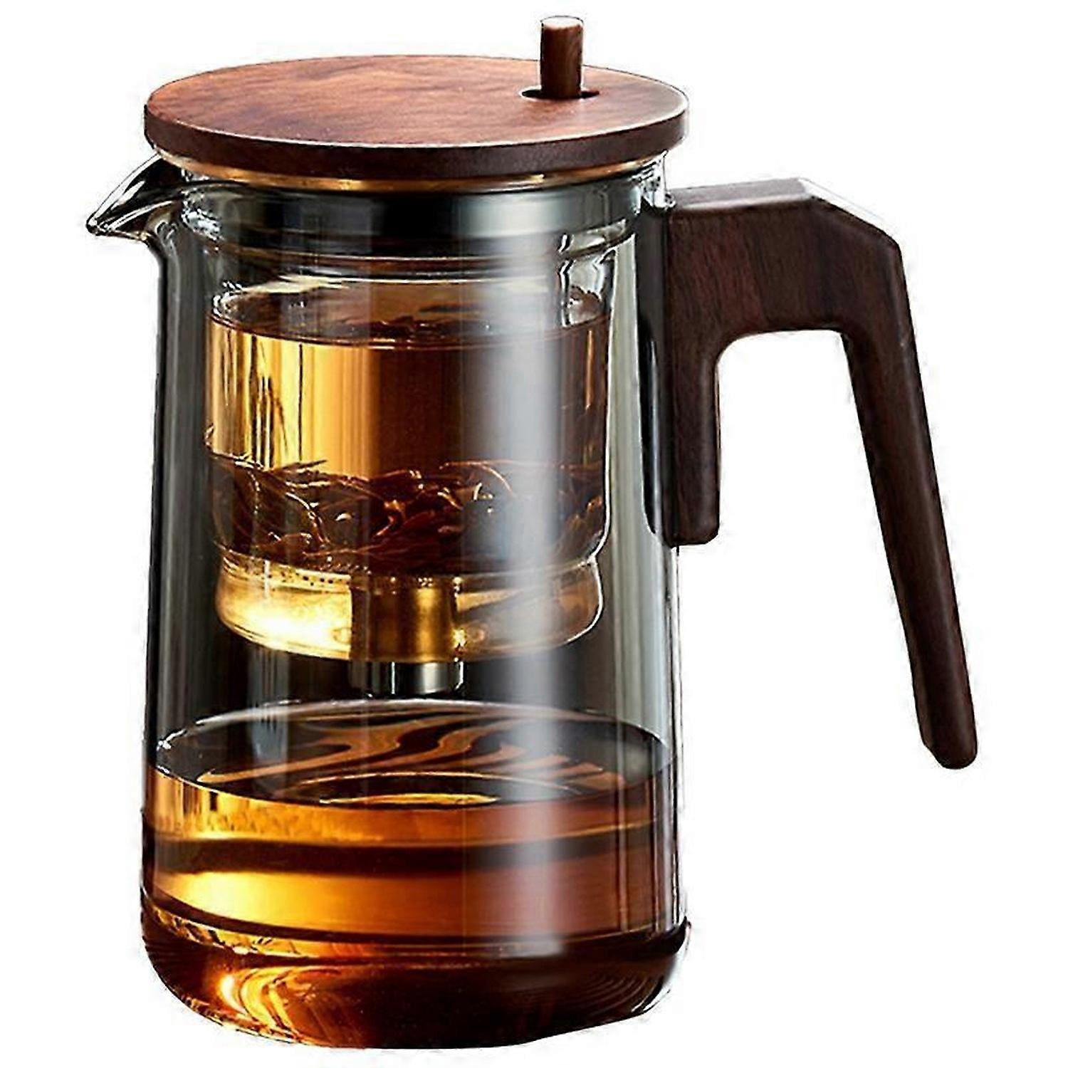 Glass Teapot with Wood Handle Heated Resistant One-Button Filtering Glass Kettle  parent Scented