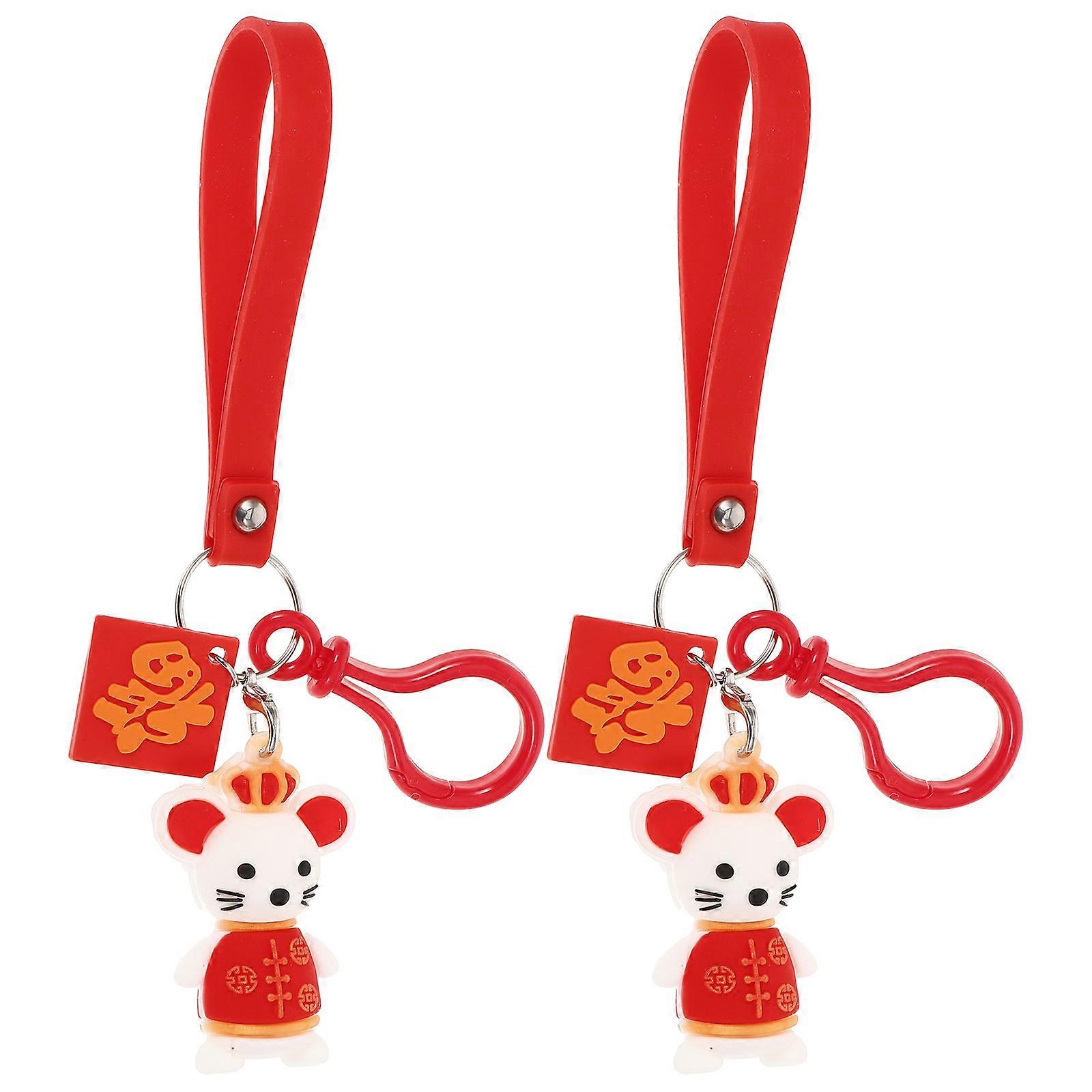 Rat Keychain Creative Keyring Lovers present Bag Pendant 2Pcs