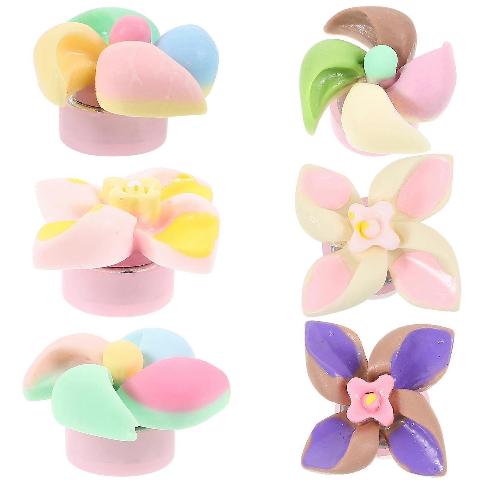 Mini Windmill Decor Car Dashboard Ornament Interior Enhancement Multi Color 2.50X2.50X0.50CM Resin 6Pack
