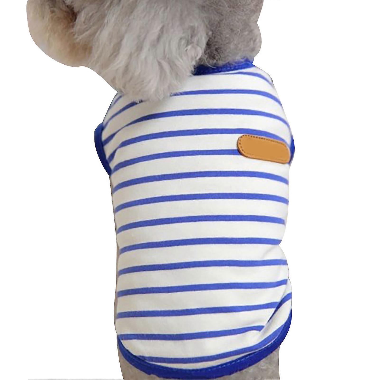 Dog Striped T Shirt Fashionable Soft Comfortable Stretchy Pet Vest for Bichon Frise Schnauzer Teddy Blue XL