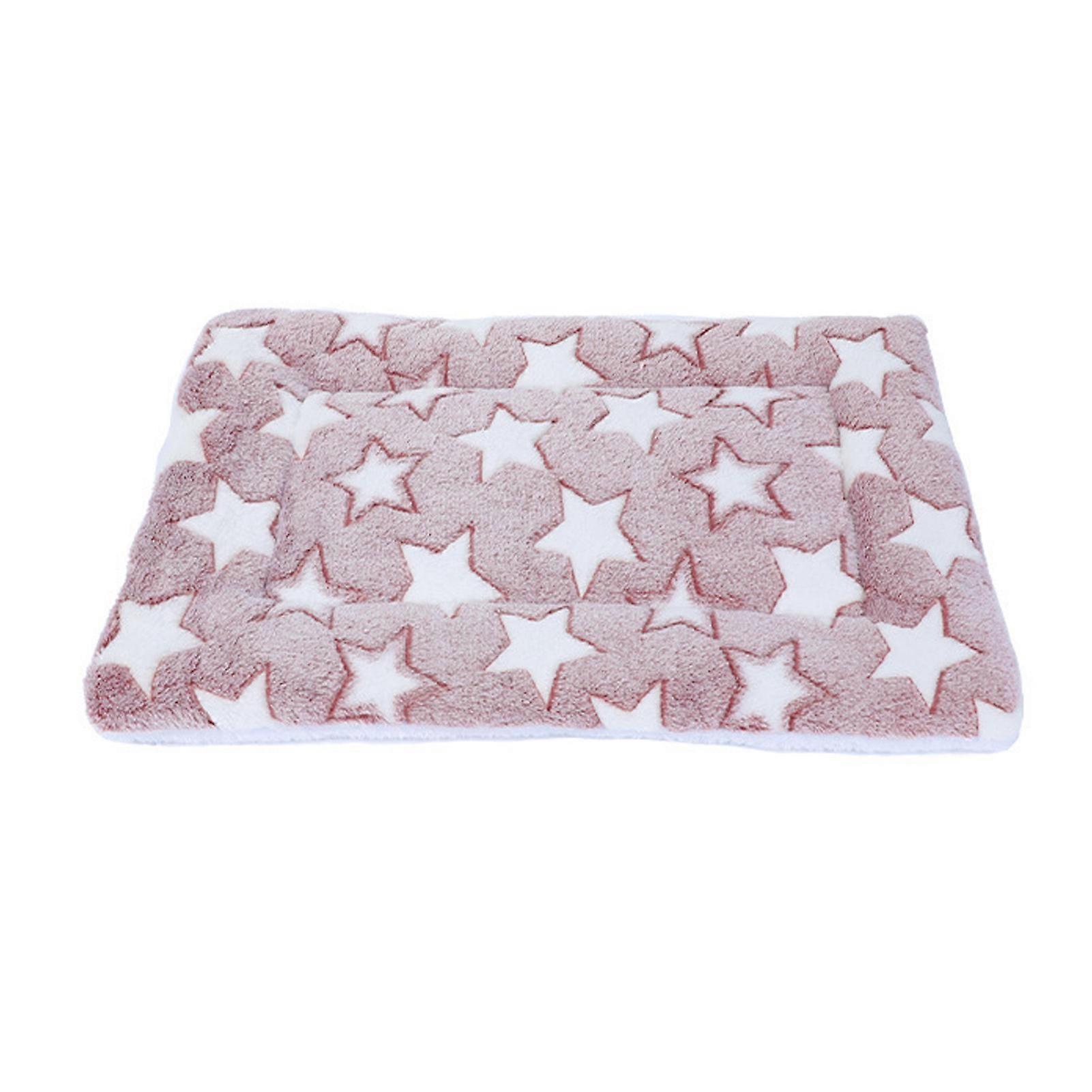 Dog Warm Mat Autumn Winter Double Sided Plush Comfortable Soft Thickened Cute Star Pattern Pet Sleeping Pad Pink S