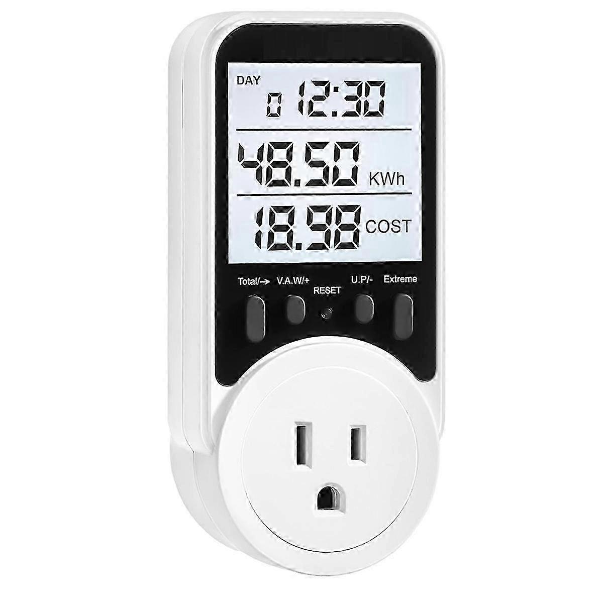 Watt Meter, Plug-in Socket Power Meter, Wide Range, Backlit Large Display, Electricity Usage Monitor
