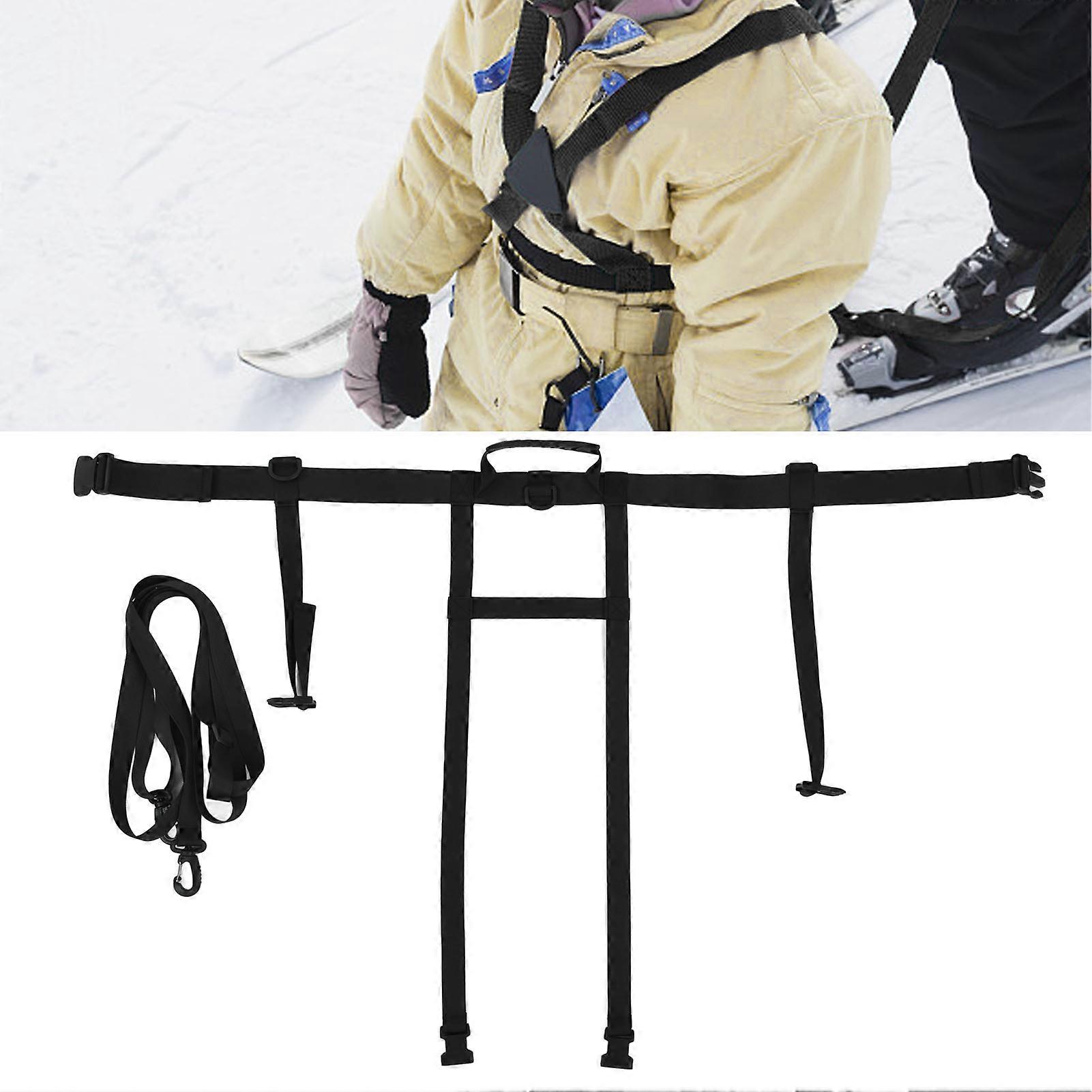 Children Ski Training Safety Rope Adjustable Black Nylon Strap