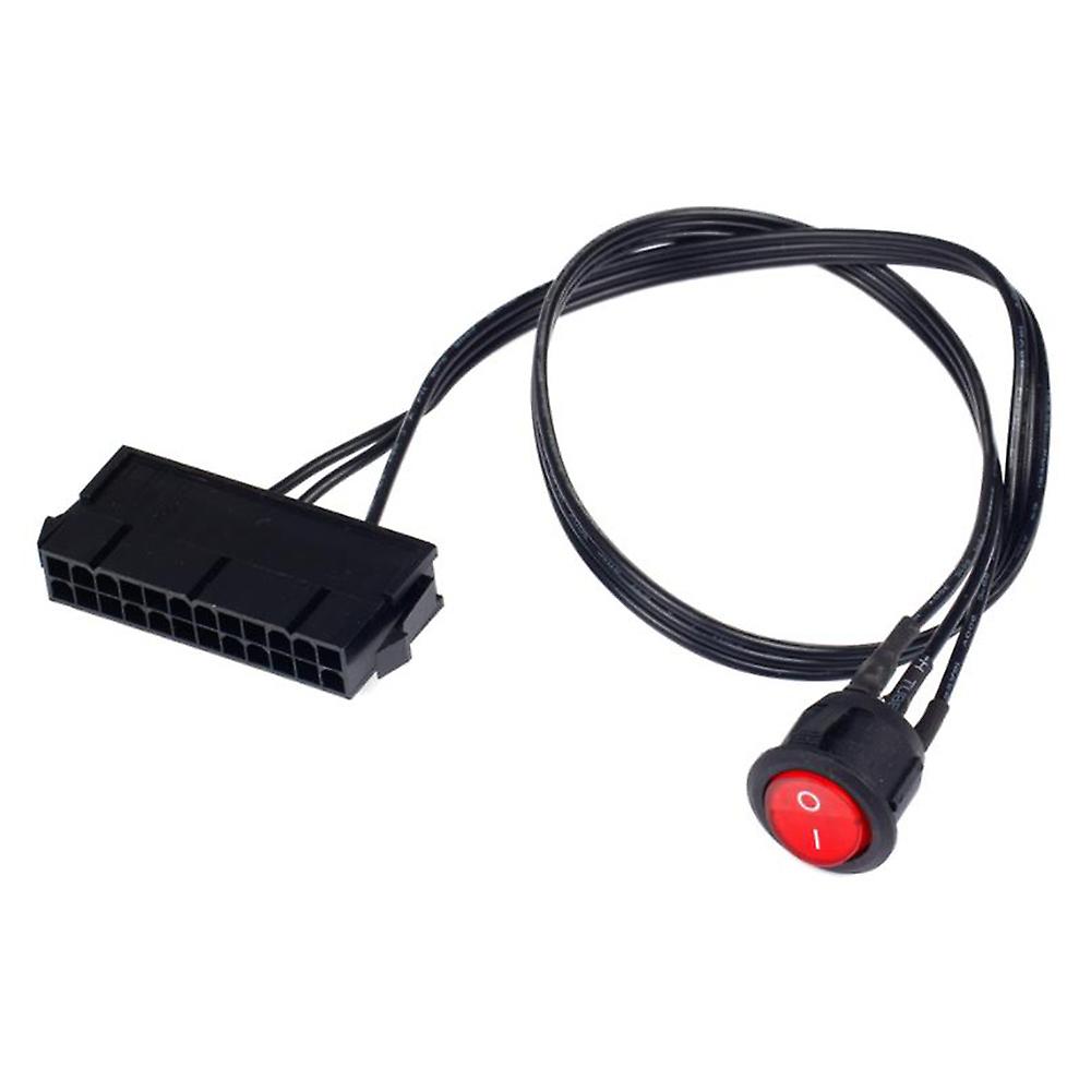 50cm Cable Copper Tin Wire 24-Pin Female ATX PSU PC Supply Tester Up Jumper with ON/OFF Switch