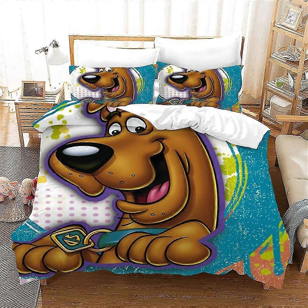 NICHIYO Scooby DOO Inspired Bed Linen Set - Duvet Cover and Pillowcase, Microfibre, 3D Digital Print Three-Piece Bedding