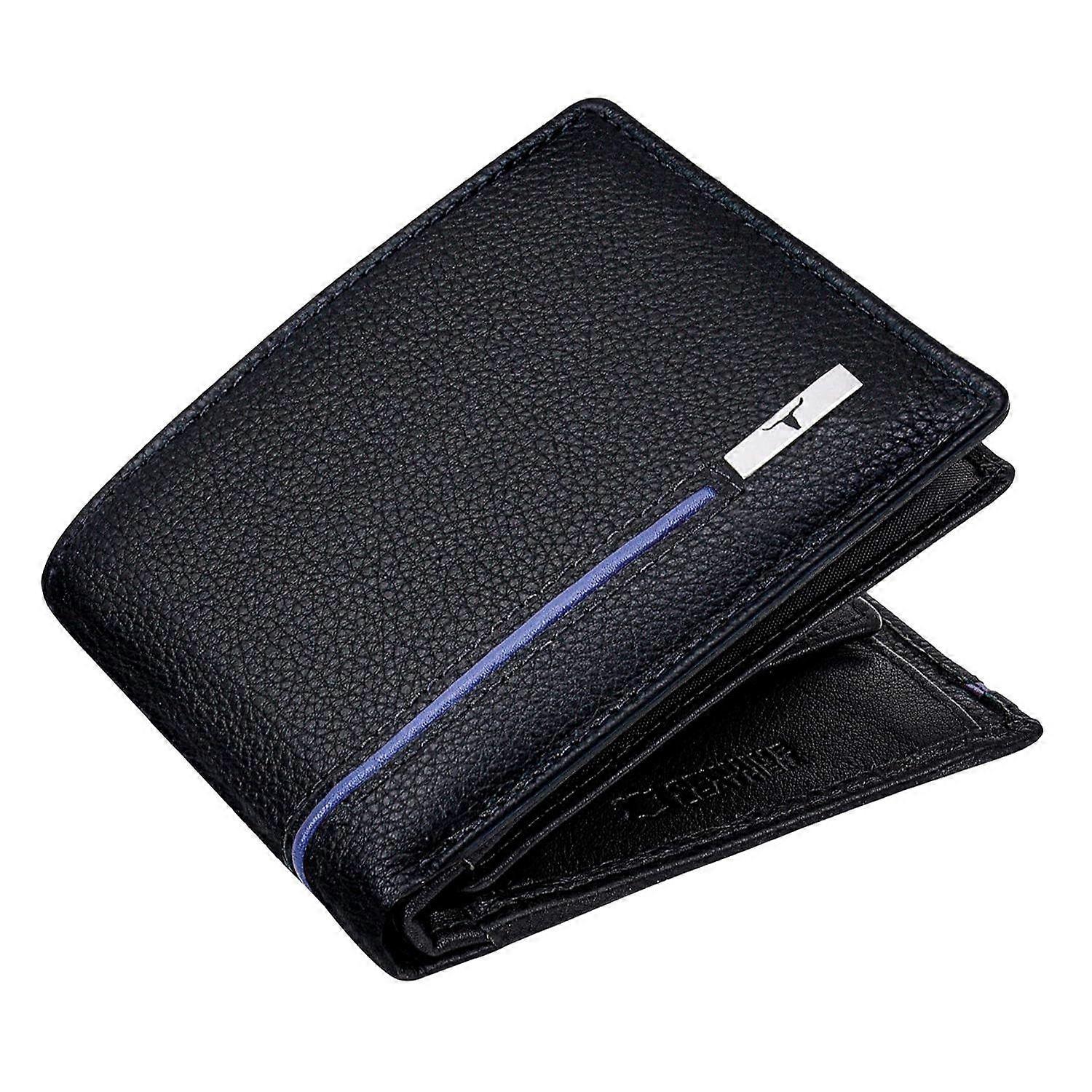 Stag Black/Blue Leather Wallet for Men
