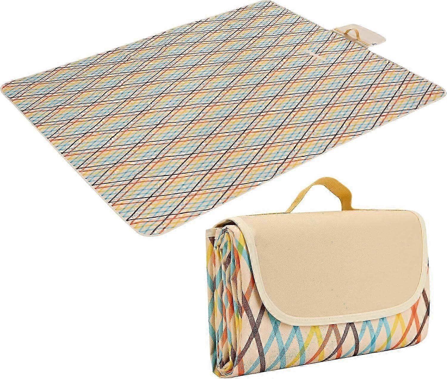 Waterproof Picnic Blanket - Extra Large 200195cm Beach Mat with Carrying Handle - Sand Free, Washable, and Foldable