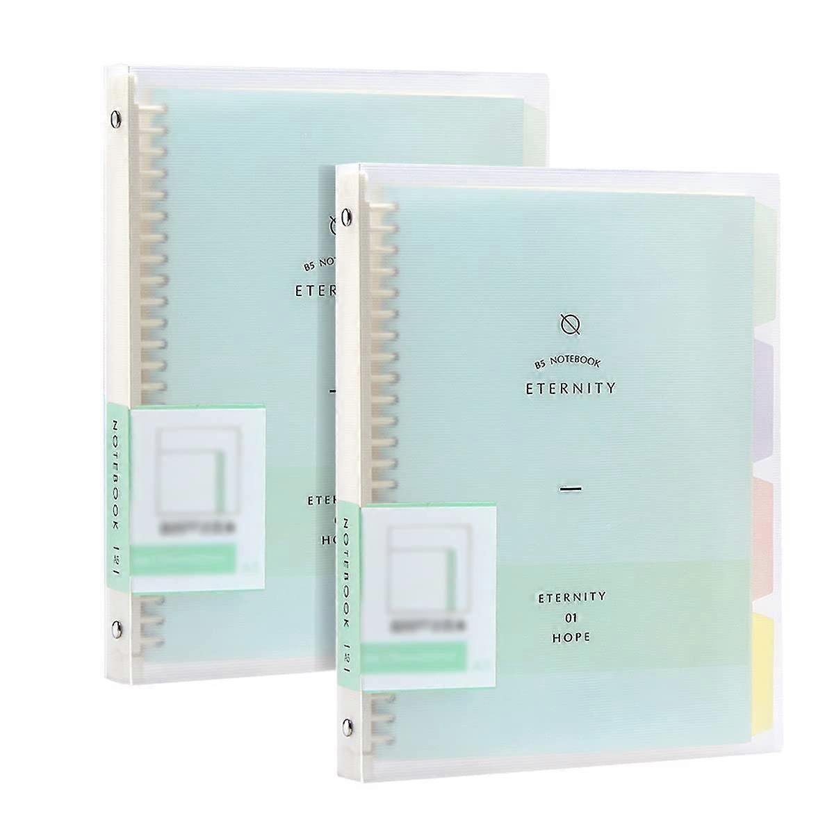 Pack of 2 A5 Spiral Notebook Index with 4 Index Flags, PP Loose Leaf Notebook Translucent Notepad Sketch Pad for Memos, Green