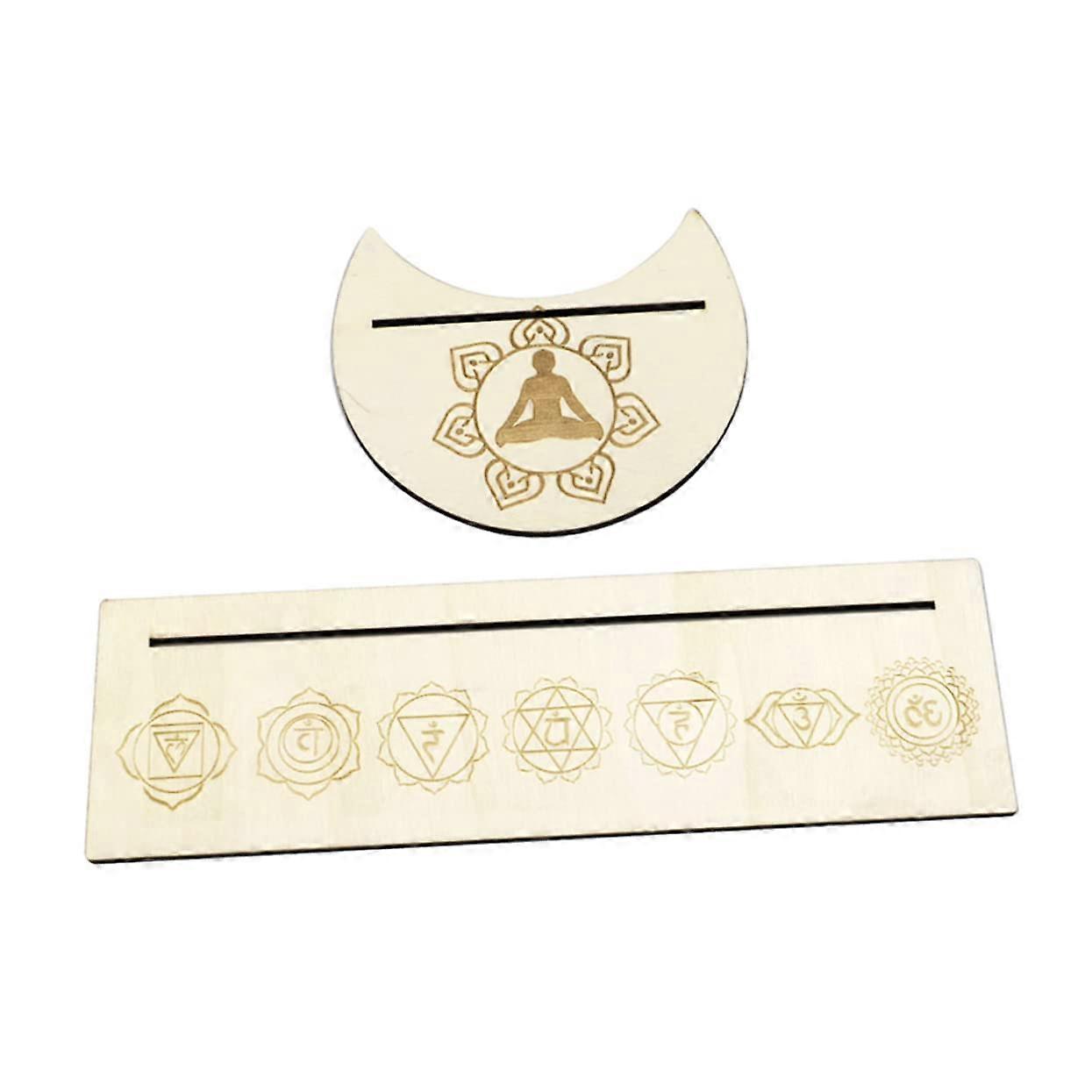 Wooden Tarot Card Holder One Set Moon Phase Display Compact Portable Rectangular Card Stand For Religious Ceremonies