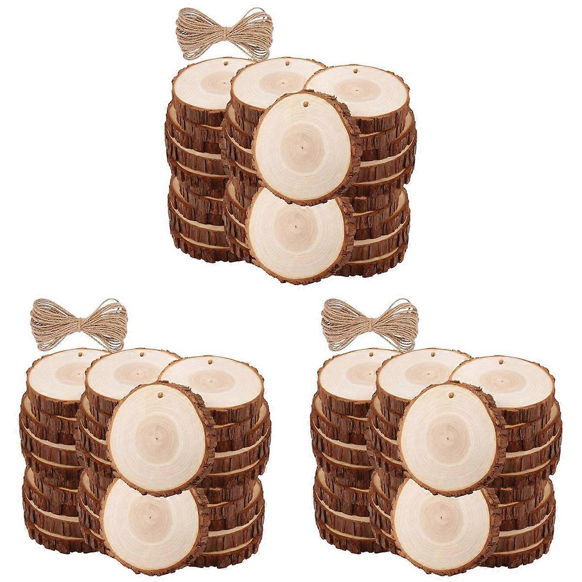 30Pcs Unfinished Wood Slices with Bark for Crafts Wood Kit Log Discs