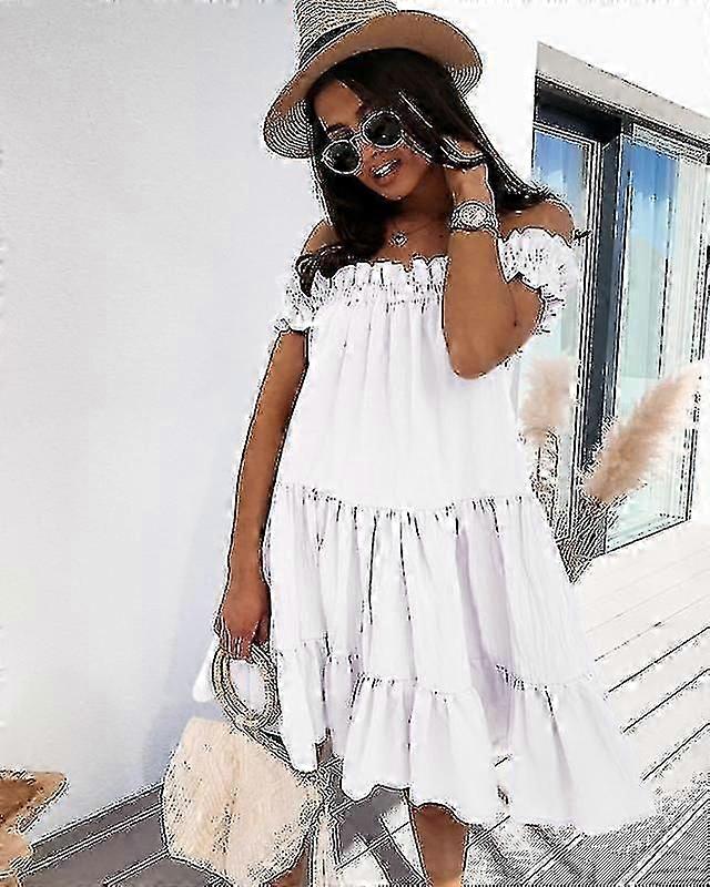 Kvinner Off-neck Løs Kortermet