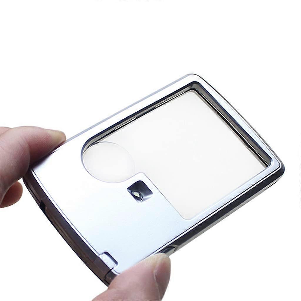 Portable 20mm/45mm lens diameter, thin 3x6x LED square credit card pocket magnifier, magnifying glass for collectors