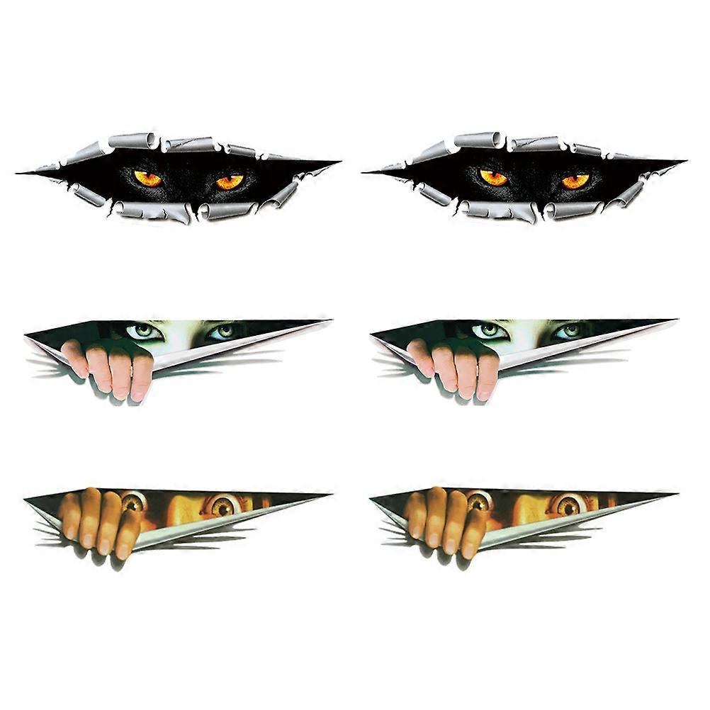 6PCS Horror Car Decals Self Adhesive Stickers Durable Waterproof Vehicle Decoration Easy Apply for Windows Body
