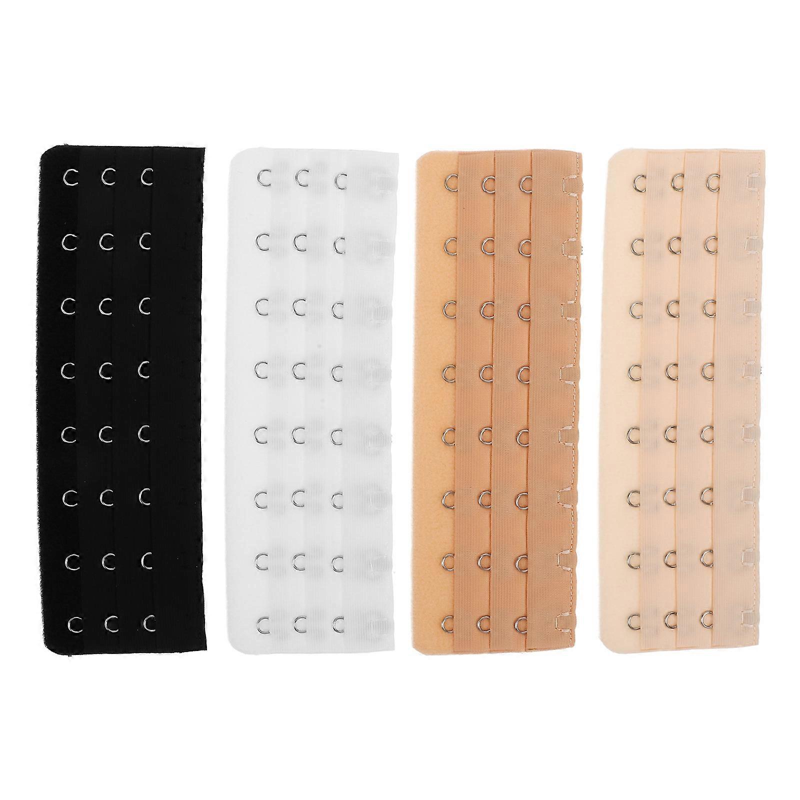 Adjustable Elastic Back Closure Strap Extenders with Metal Hooks for Women's Bras – Comfortable Fit Compatible with Various Bra Styles, 4pcs Set in