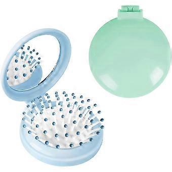 Compact Folding Hair Brush with Mirror - Portable Styling Essential for UK Handbags