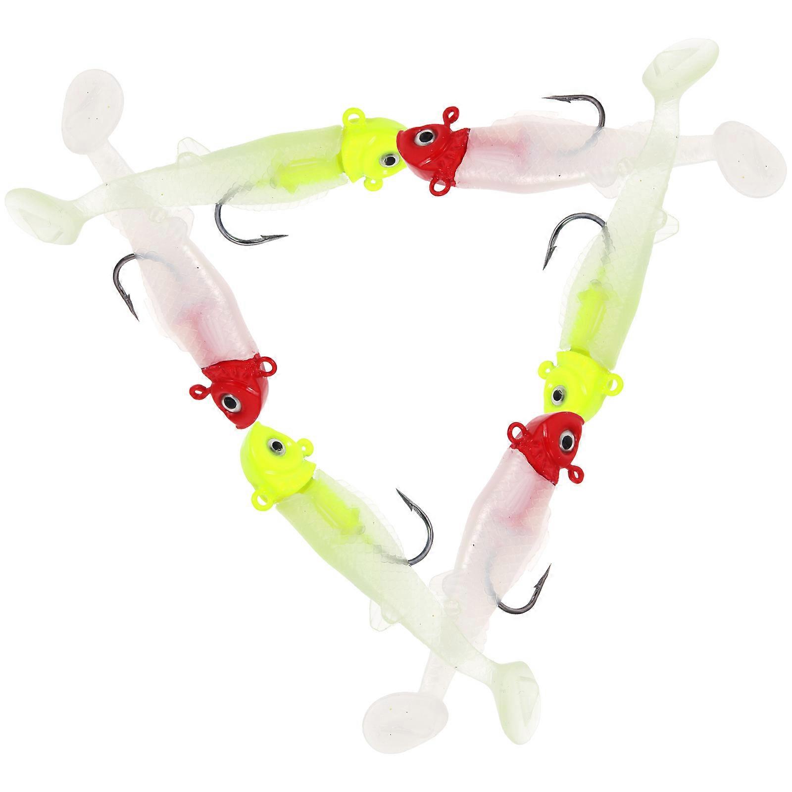 Fishing Accessories Realistic Swimming T-Tail Design Glow-In-The-Dark Fishing Lures 6Pcs