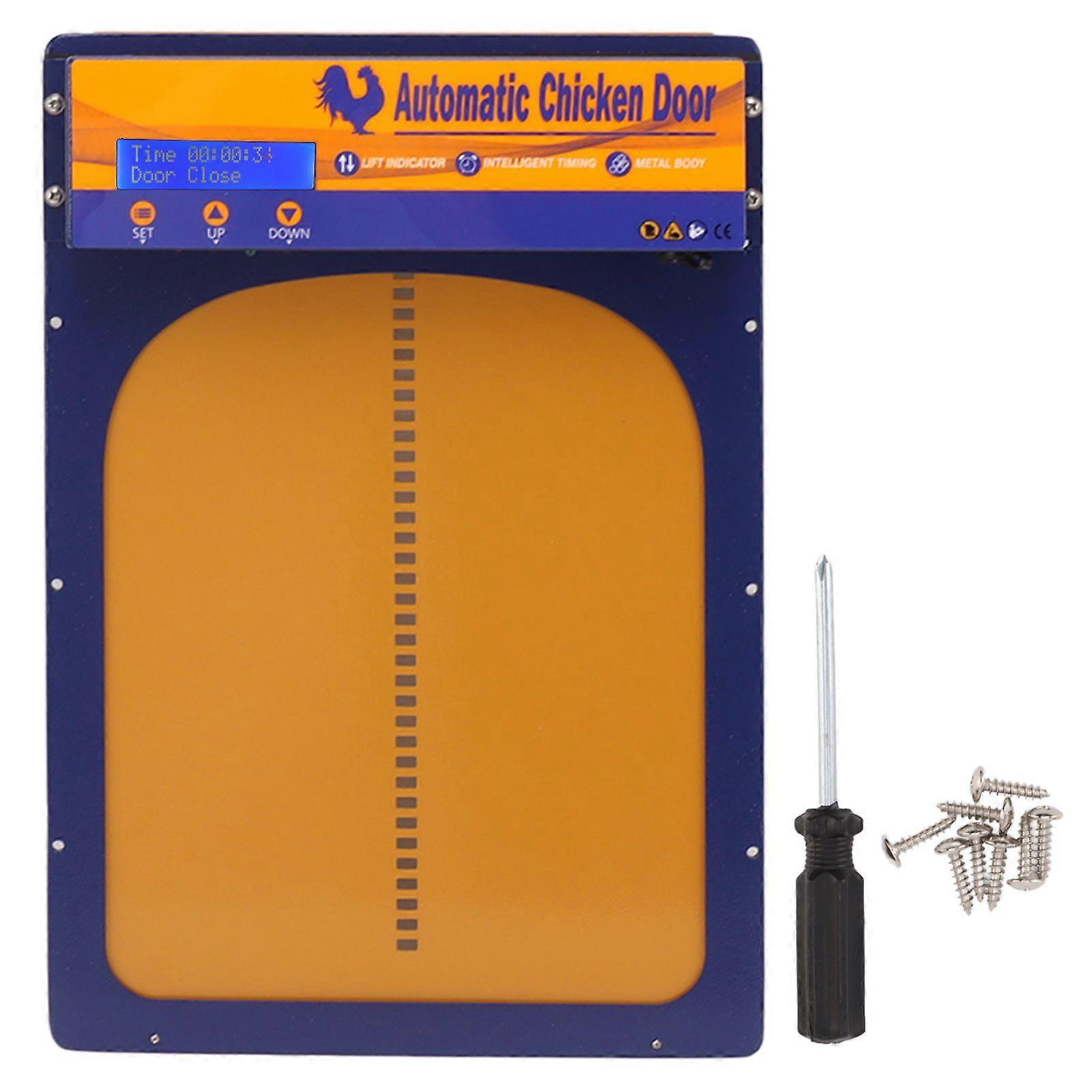 Automatisk Kyckling Coop Dörr Med Timer Aluminiumlegering LED HD Display Batteridriven Auto Kycklingdörr För Gård Royalblue