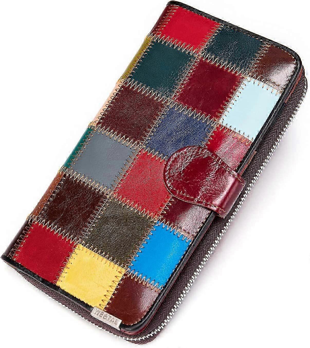 محفظة نسائية أنيقة RFID حجب محافظ القابض للهاتف سعة كبيرة حامل بطاقة ائتمان متعدد الألوان وسحاب حولها ، متعدد الألوان2