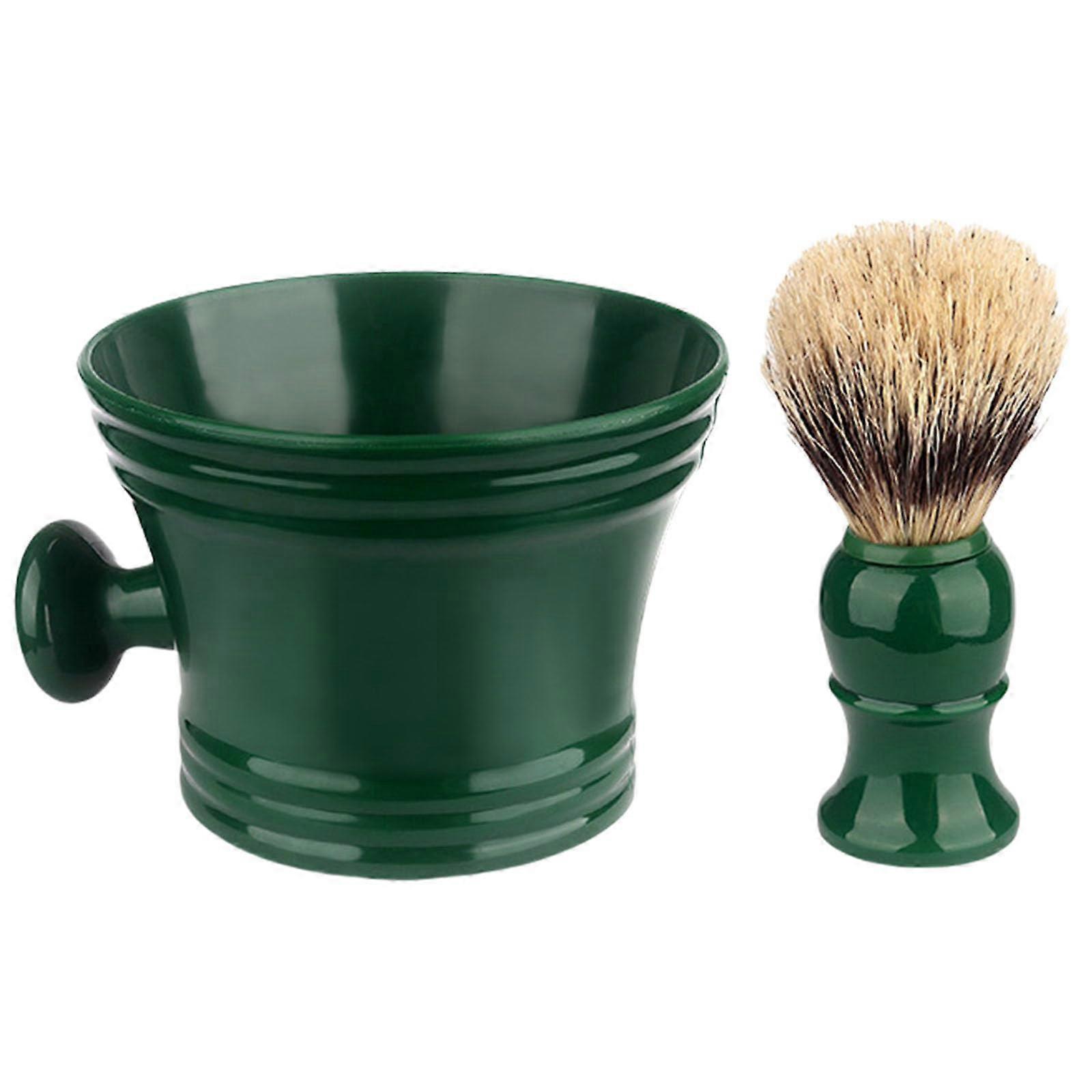 2 x shaving brush with shaving soap for men, easy to peel Green