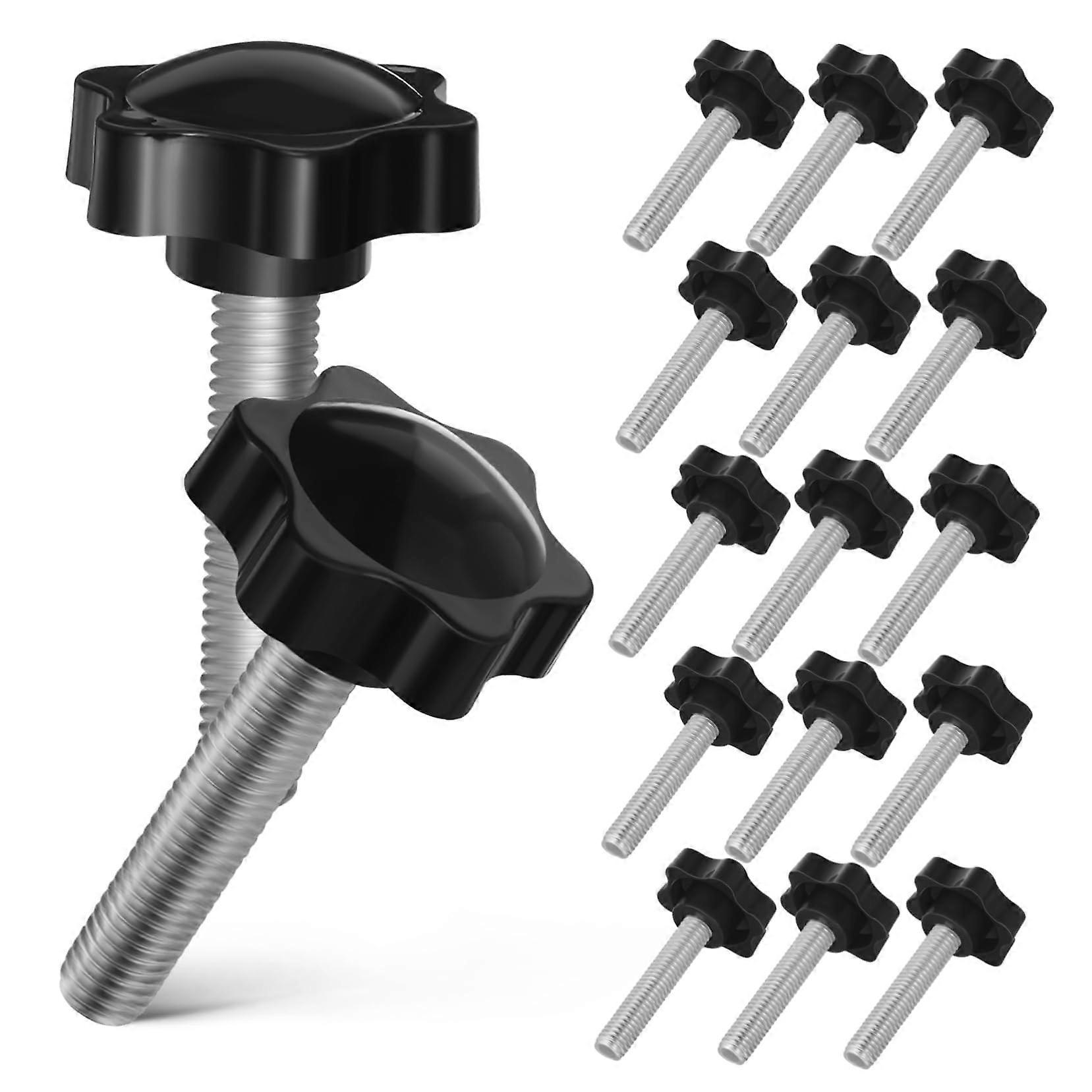 M8 Clamp Screw Knob 20-Pack, Star Grip Handle Screws, Threaded Plastic Fasteners, Black Thumb Knobs for Secure Locking